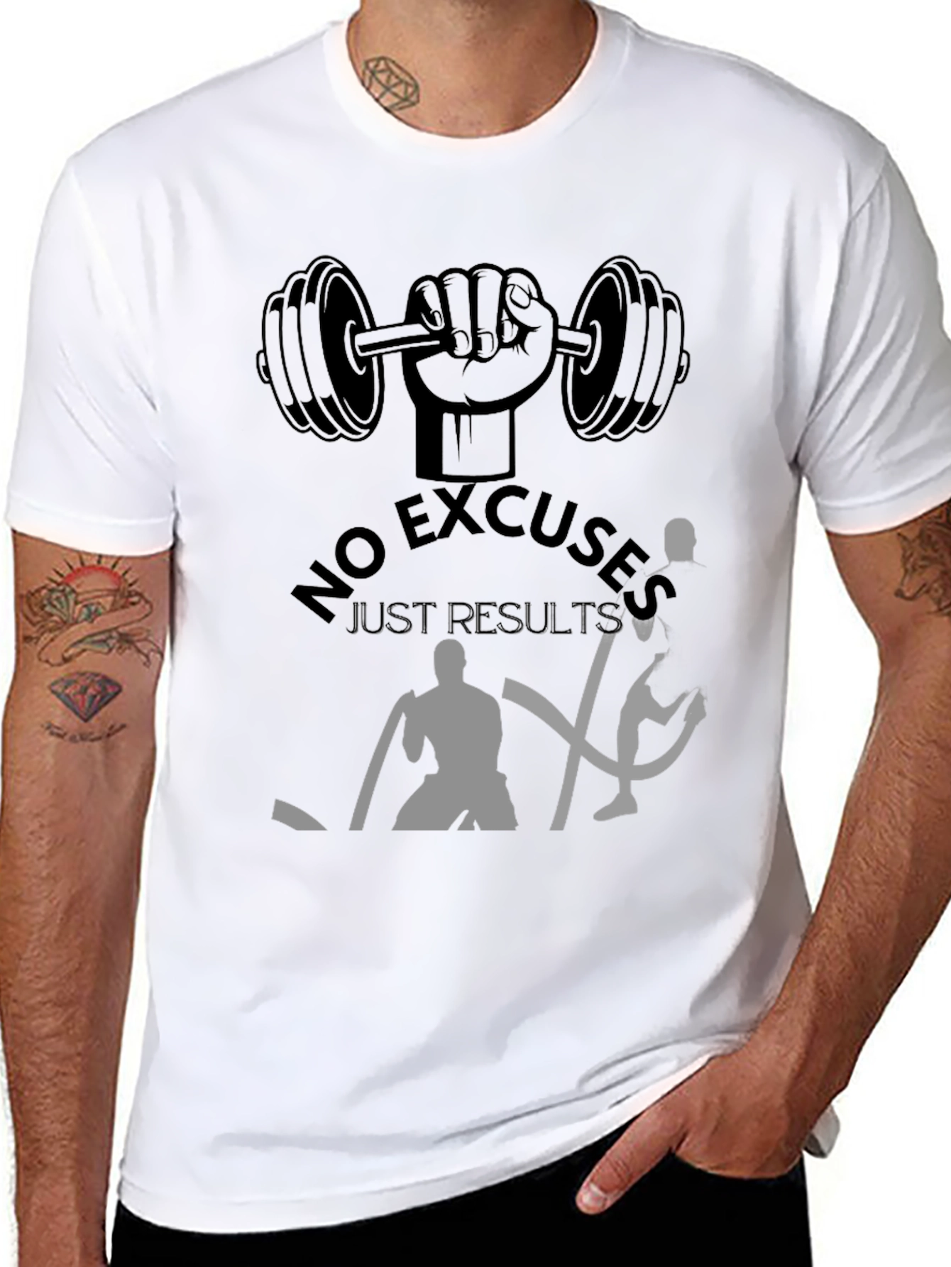 Motivational Workout T-Shirt - No Excuses Just Results