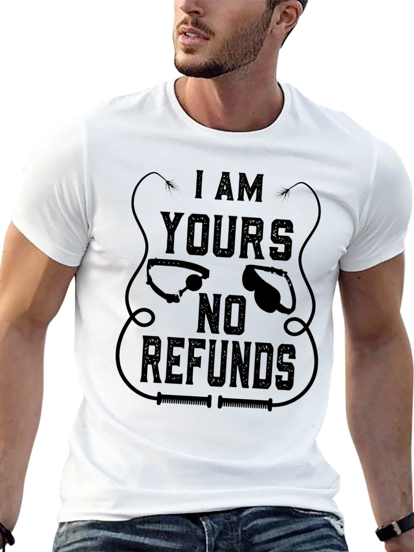 I AM YOURS No Refunds Graphic T-Shirt - Black