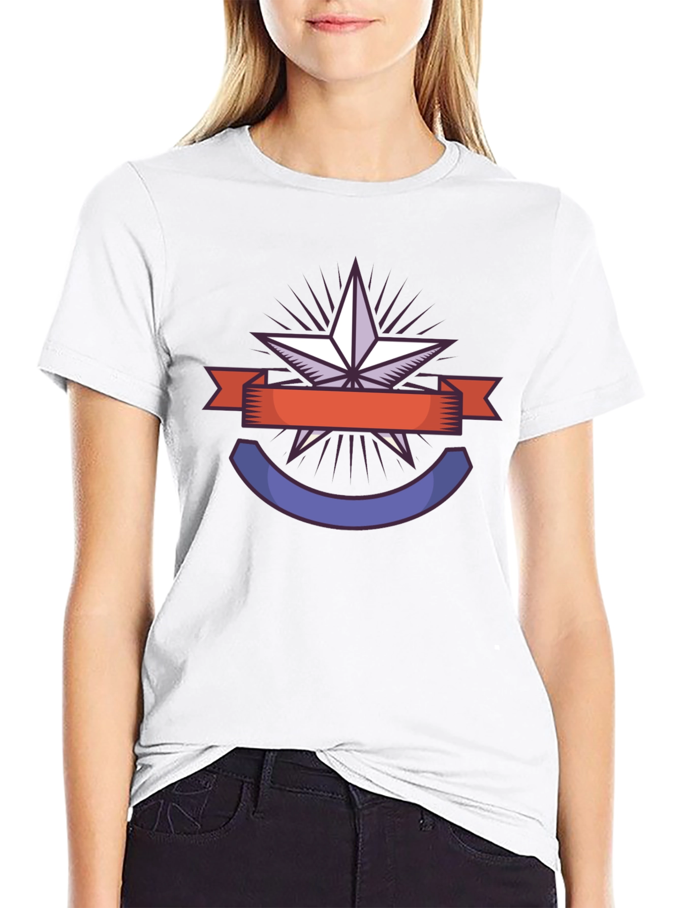 Star Badge Graphic Tee - Black Casual T-Shirt