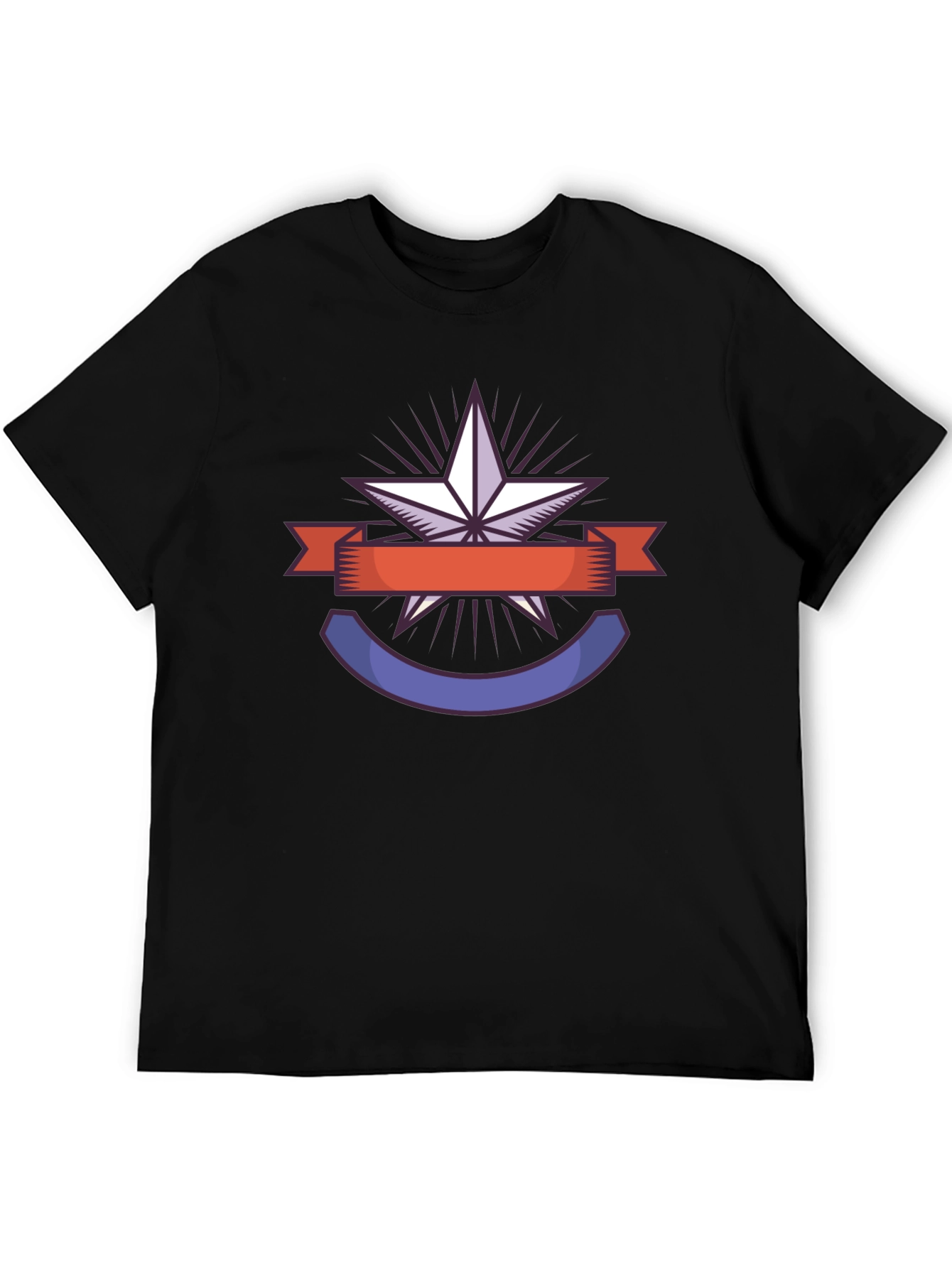 Star Badge Graphic Tee - Black Casual T-Shirt