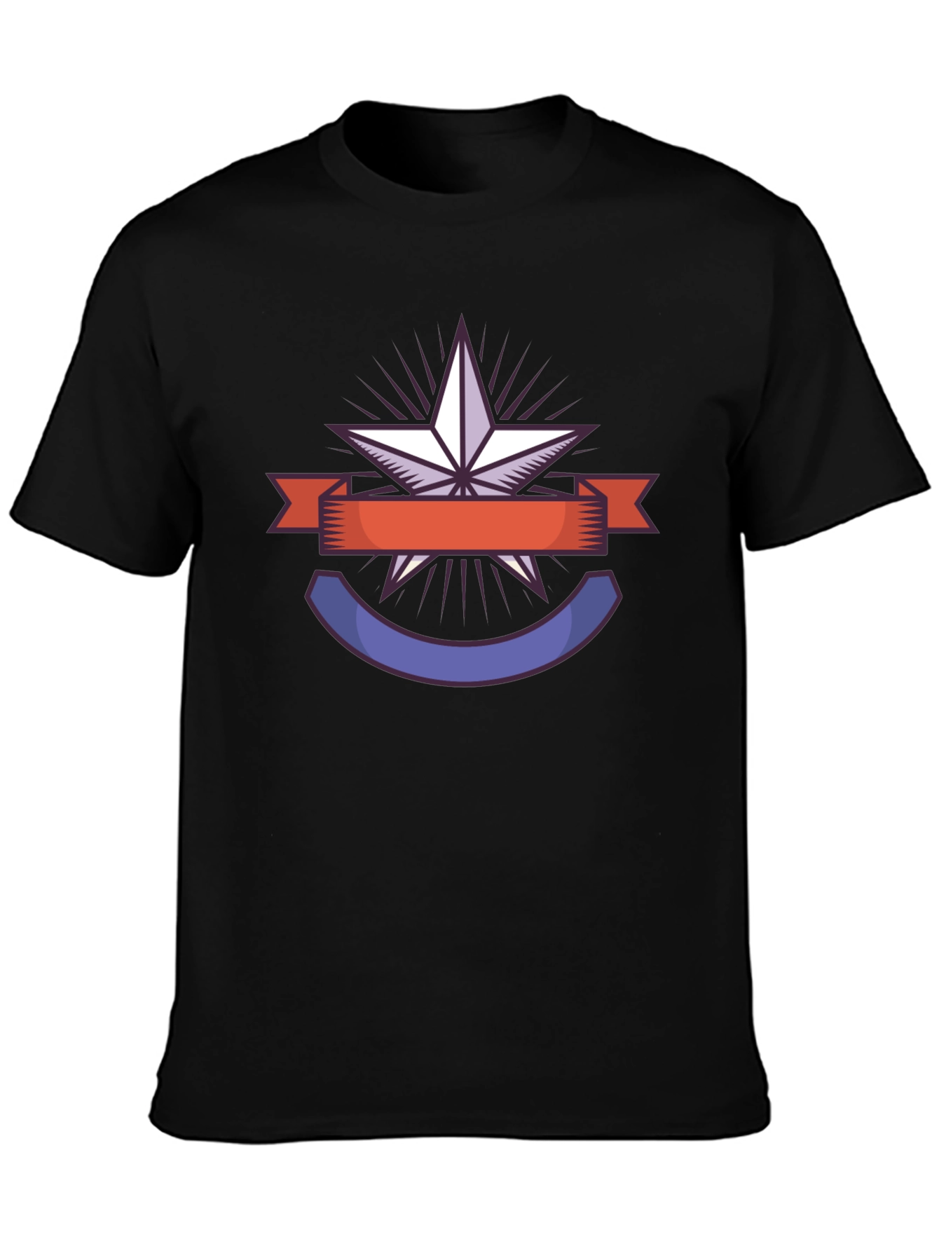 Star Badge Graphic Tee - Black Casual T-Shirt