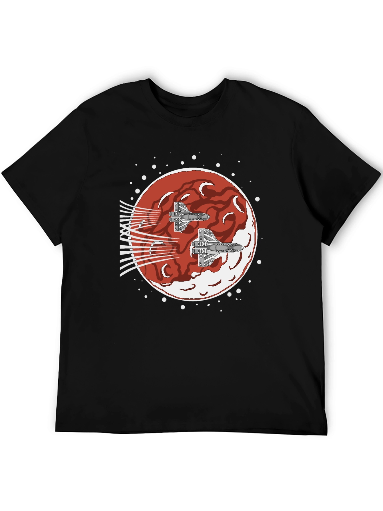 Sci-Fi Spaceship Red Planet T-Shirt