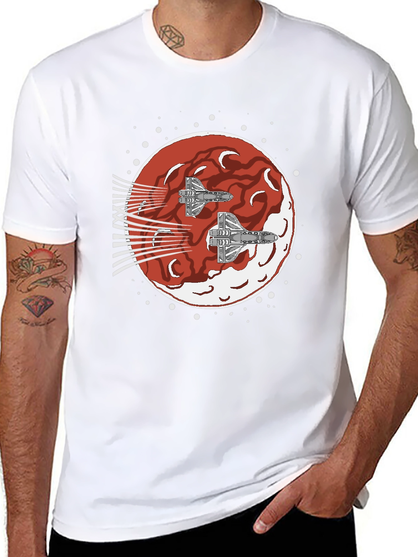 Sci-Fi Spaceship Red Planet T-Shirt