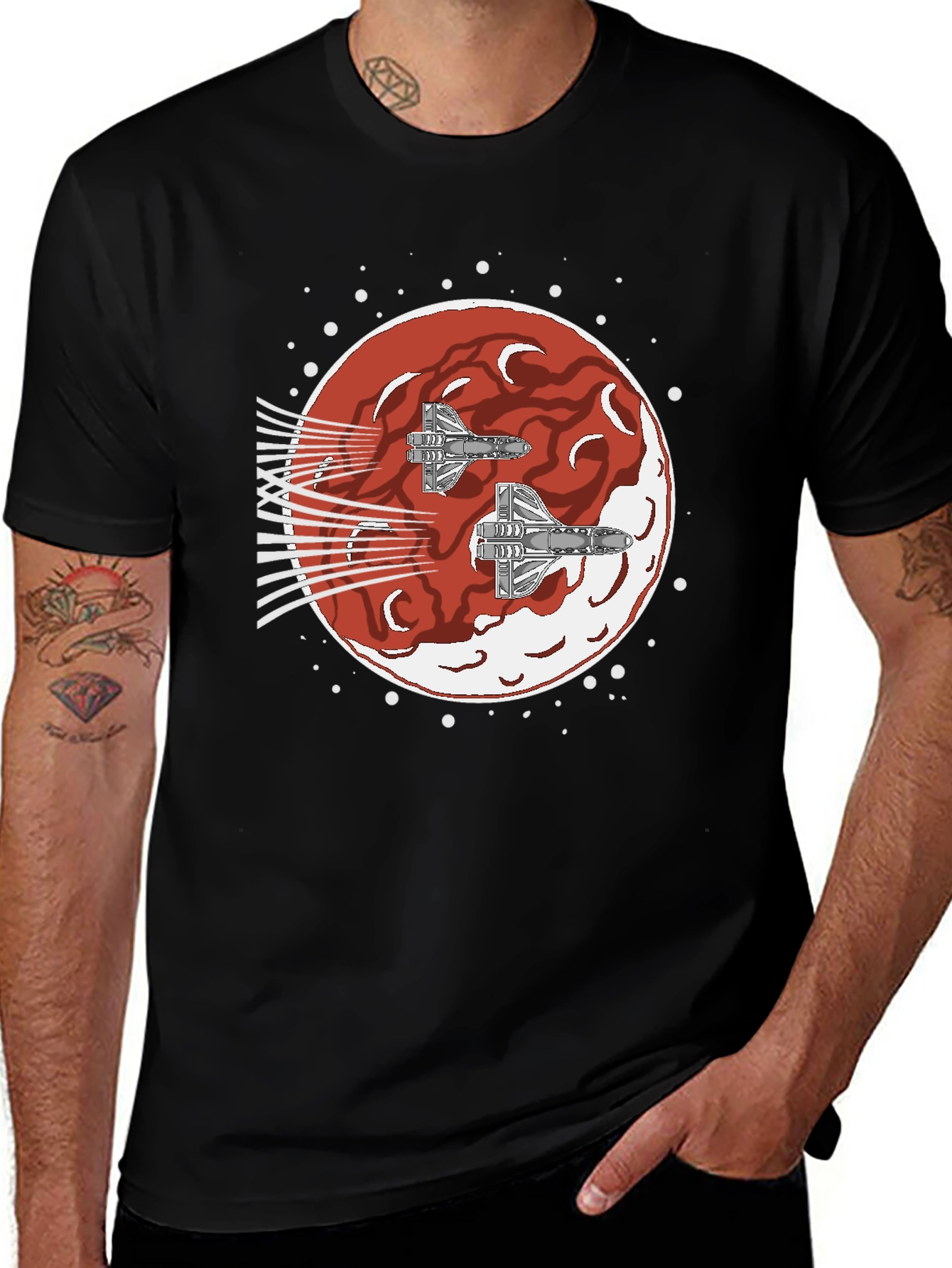 Sci-Fi Spaceship Red Planet T-Shirt