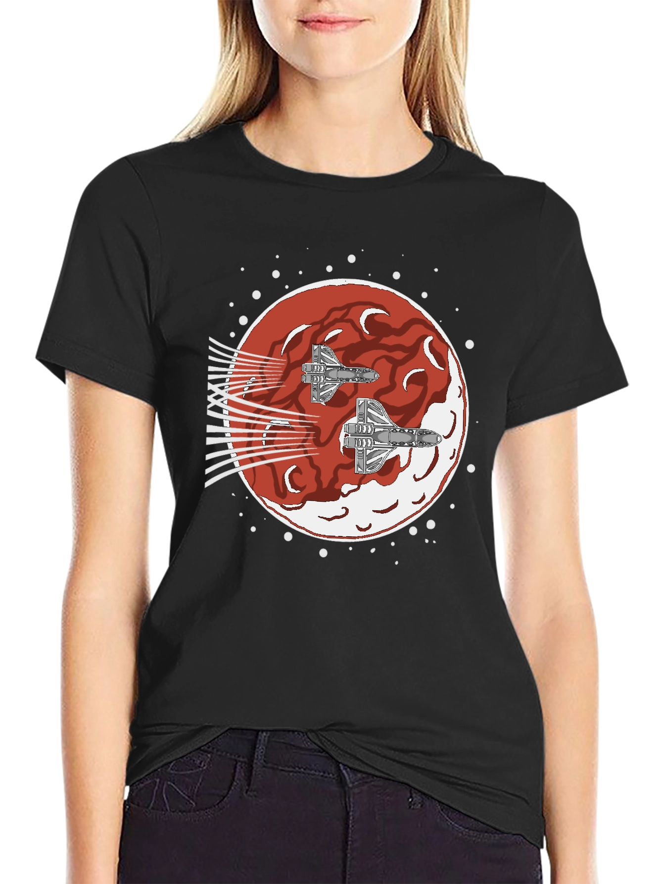 Sci-Fi Spaceship Red Planet T-Shirt