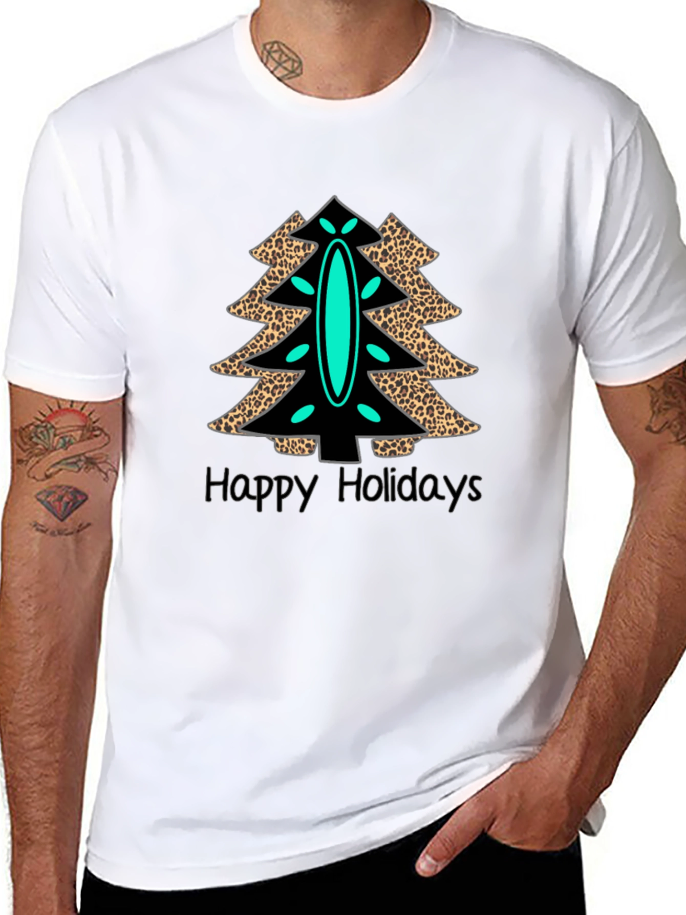 Holiday Leopard Christmas Tree T-Shirt