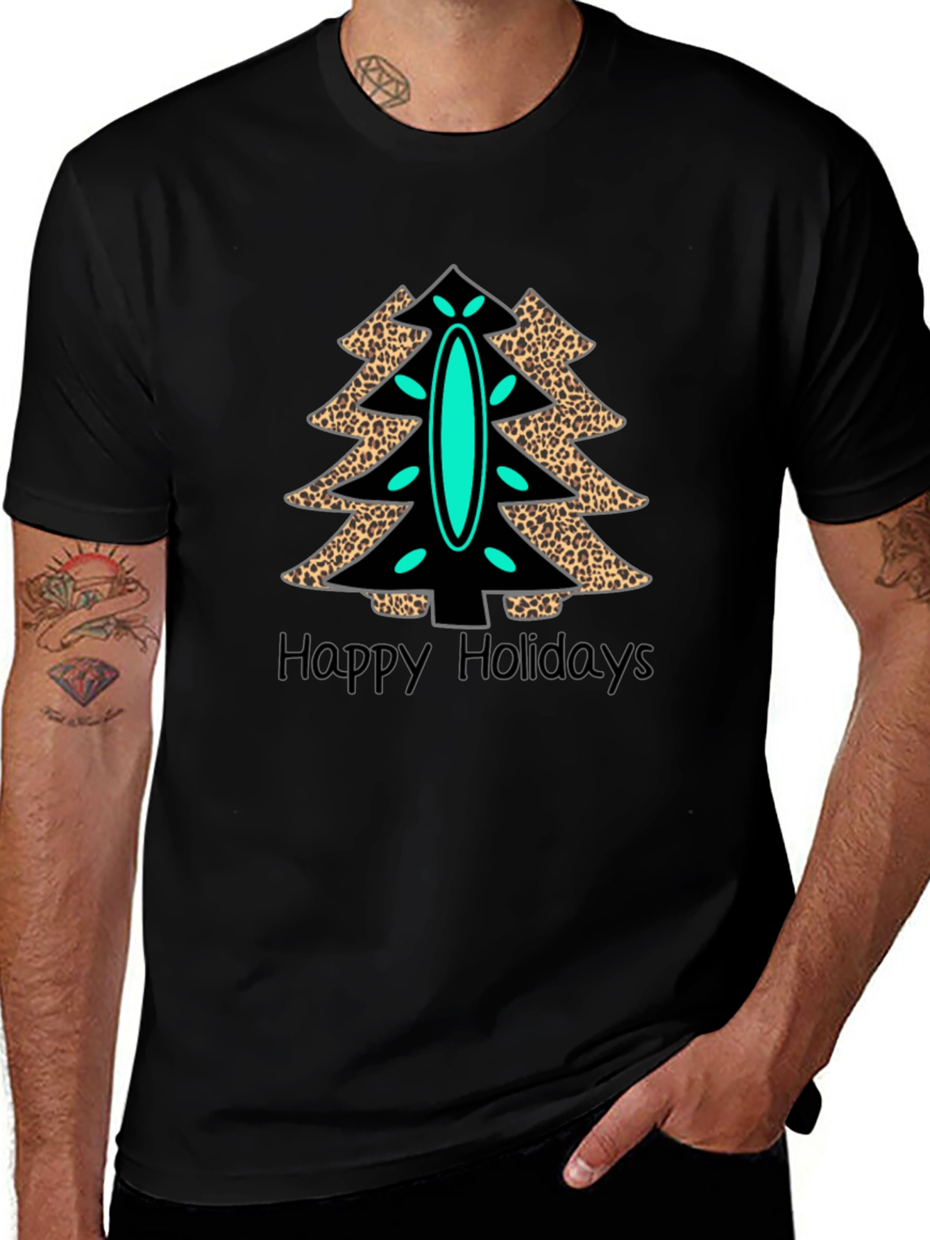 Holiday Leopard Christmas Tree T-Shirt