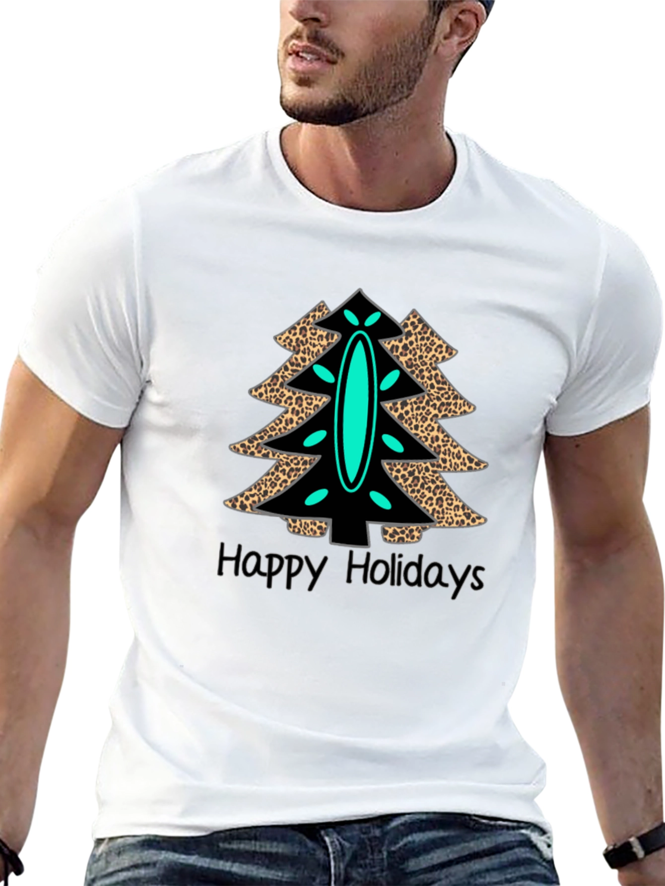 Holiday Leopard Christmas Tree T-Shirt