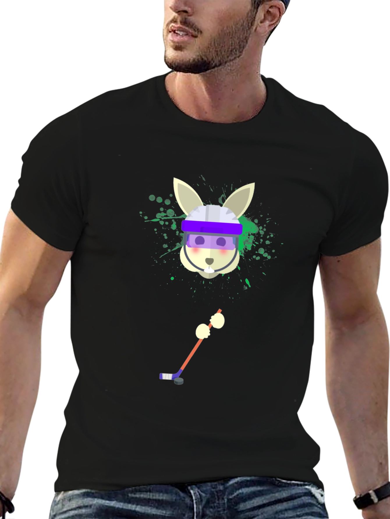 Hockey Rabbit T-Shirt - Unique Graphic Tee