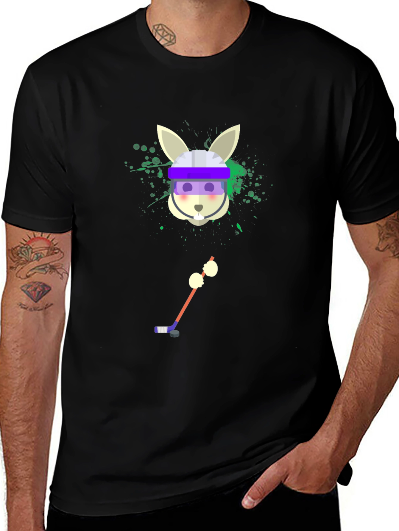 Hockey Rabbit T-Shirt - Unique Graphic Tee