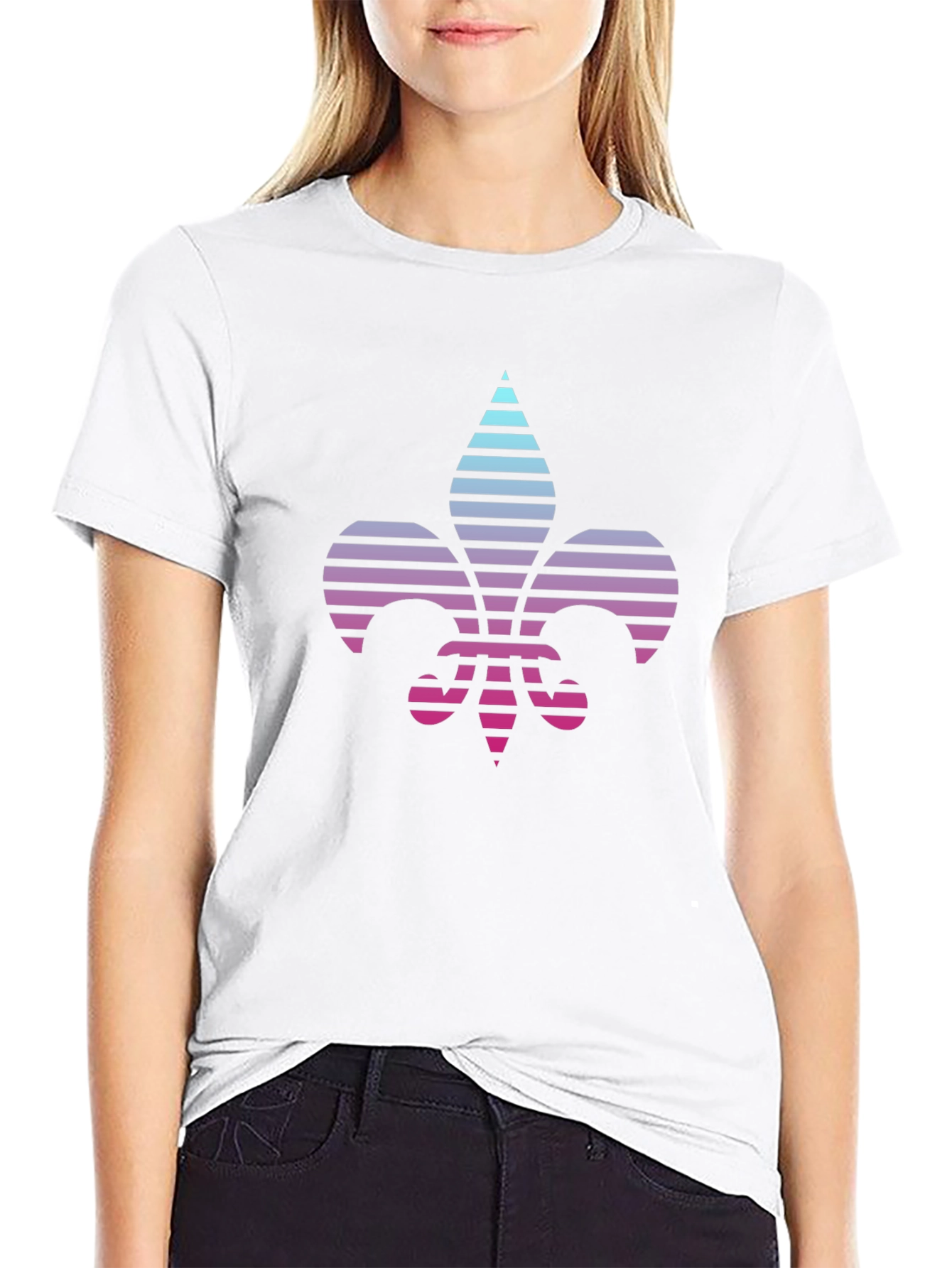 Retro Fleur-de-Lis Graphic Tee - Black