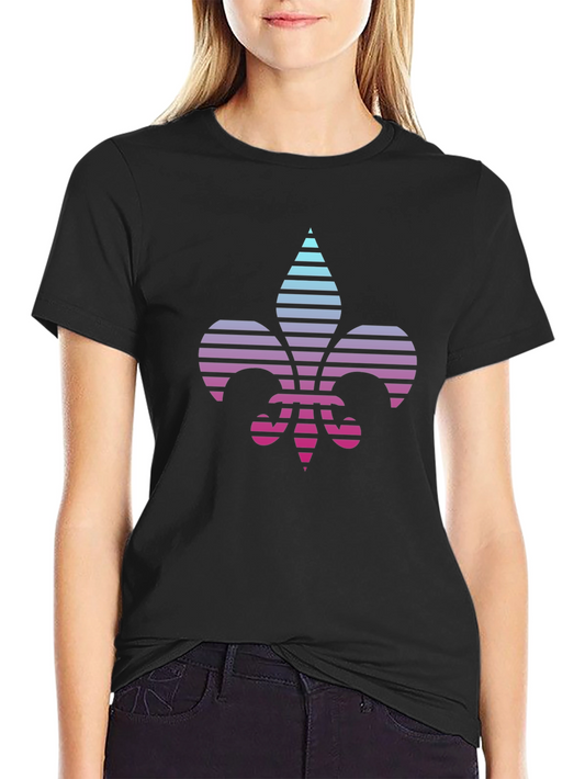 Retro Fleur-de-Lis Graphic Tee - Black