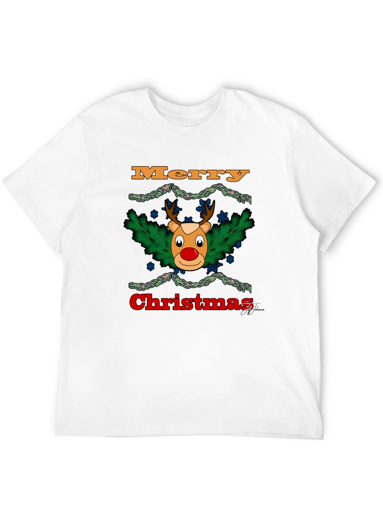 Festive Christmas Reindeer Graphic T-Shirt