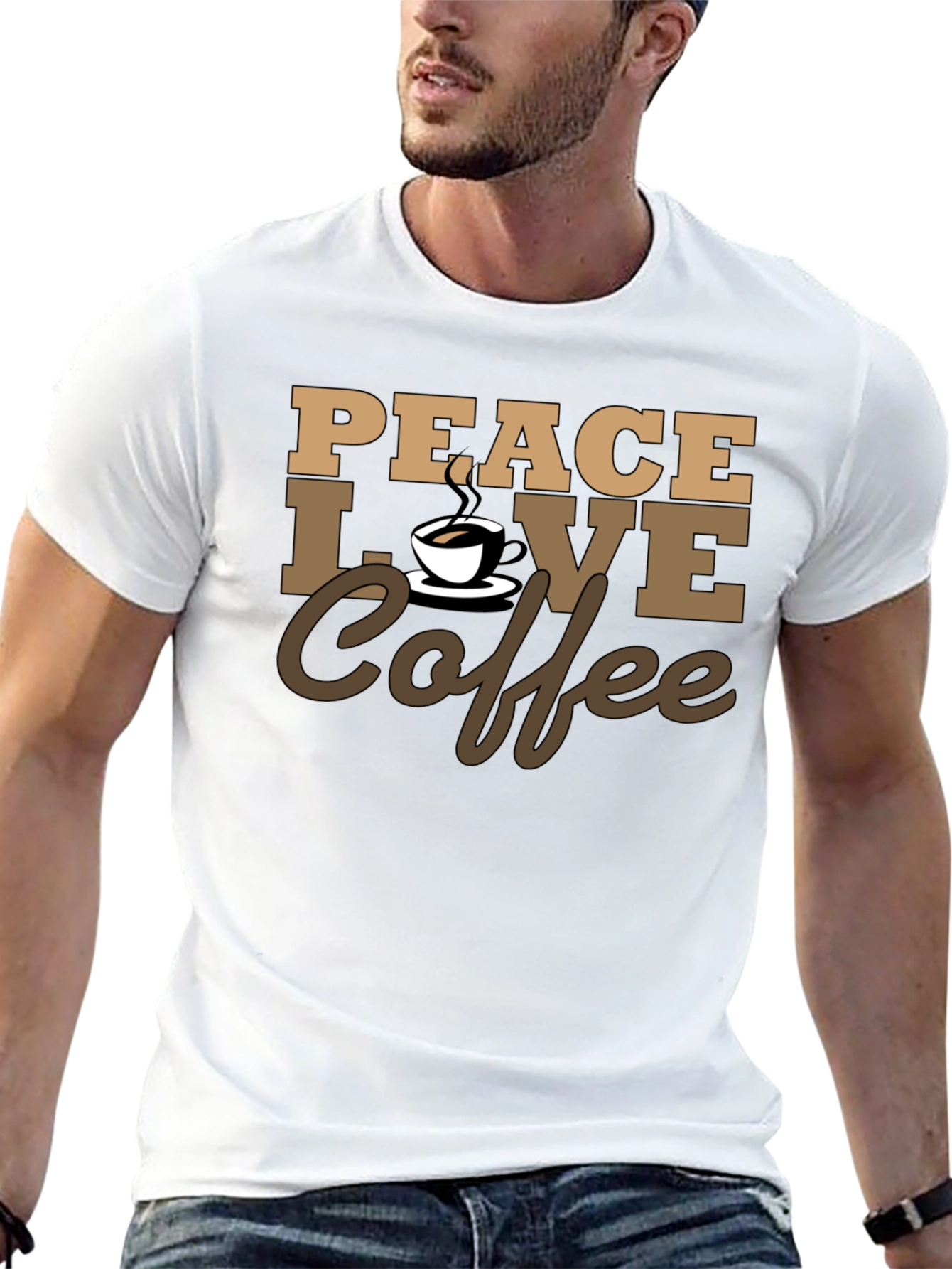 Peace Love Coffee T-Shirt - Stylish Casual Tee