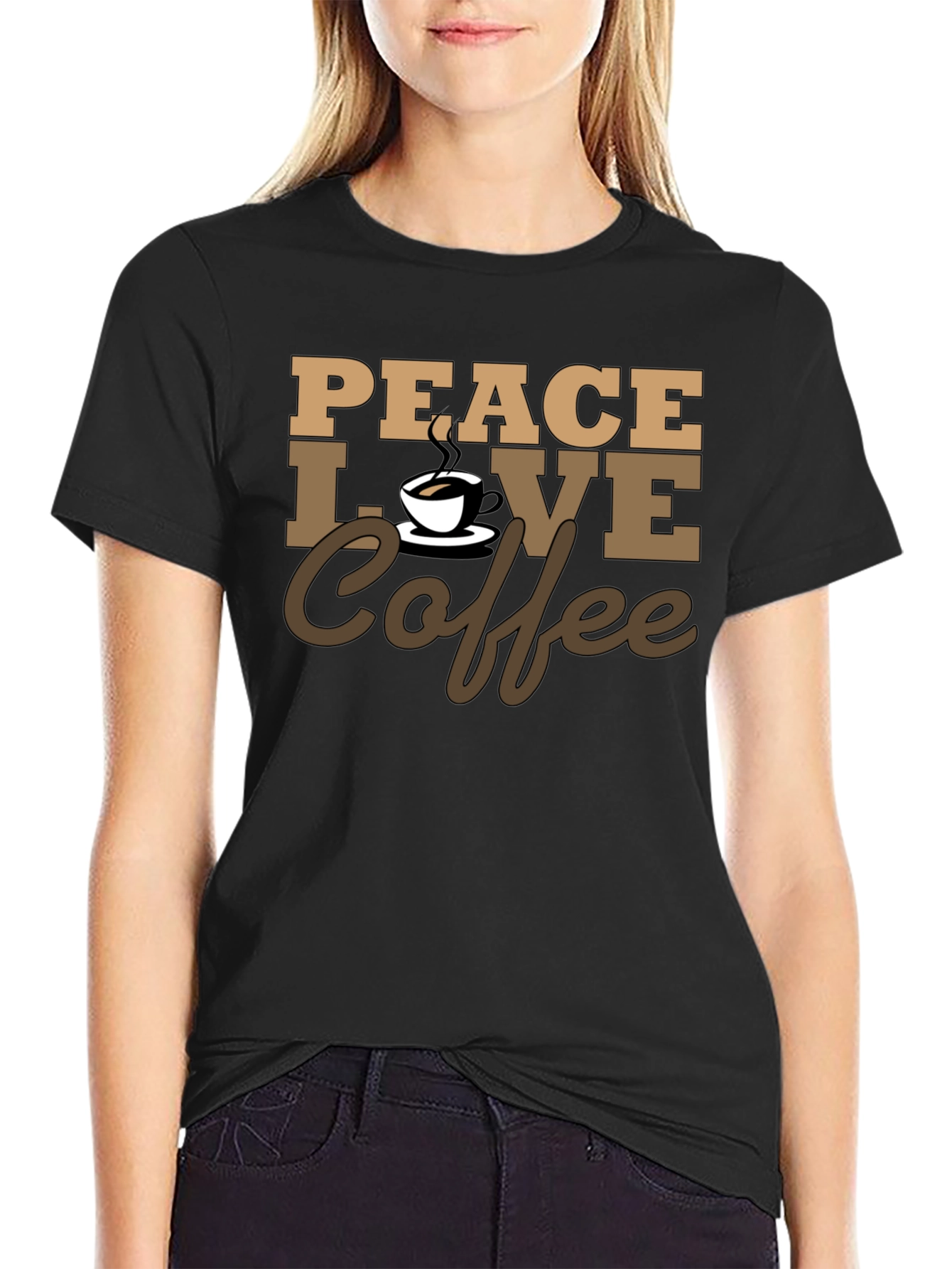 Peace Love Coffee T-Shirt - Stylish Casual Tee