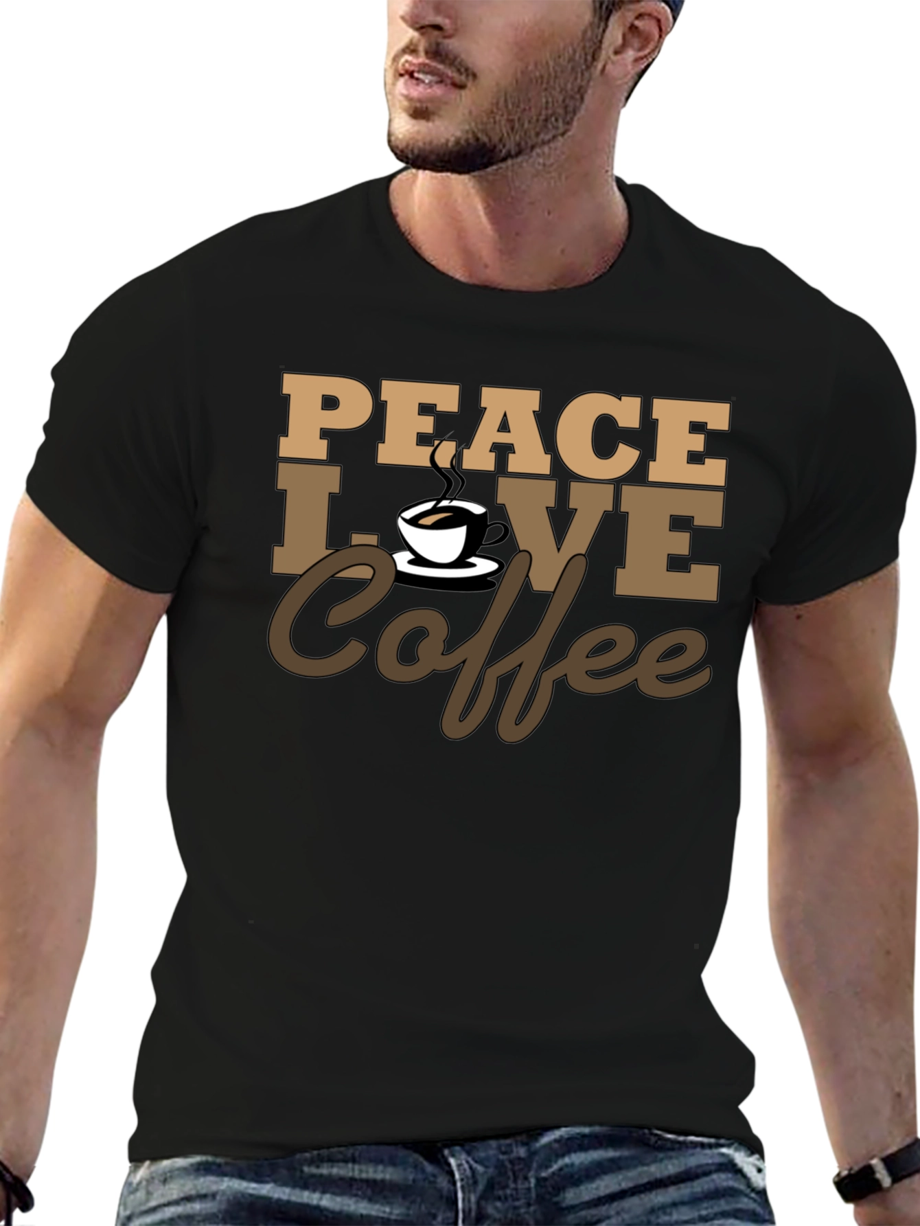 Peace Love Coffee T-Shirt - Stylish Casual Tee