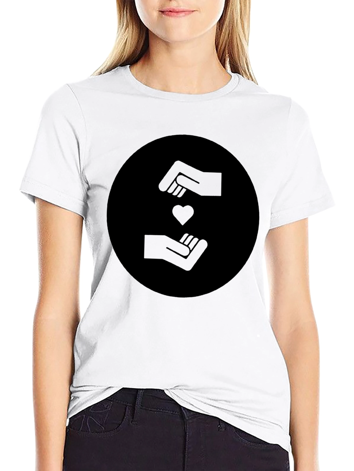Heart Hands Graphic Black T-Shirt