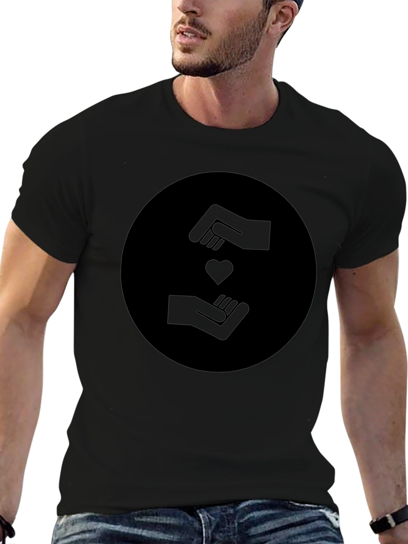 Heart Hands Graphic Black T-Shirt
