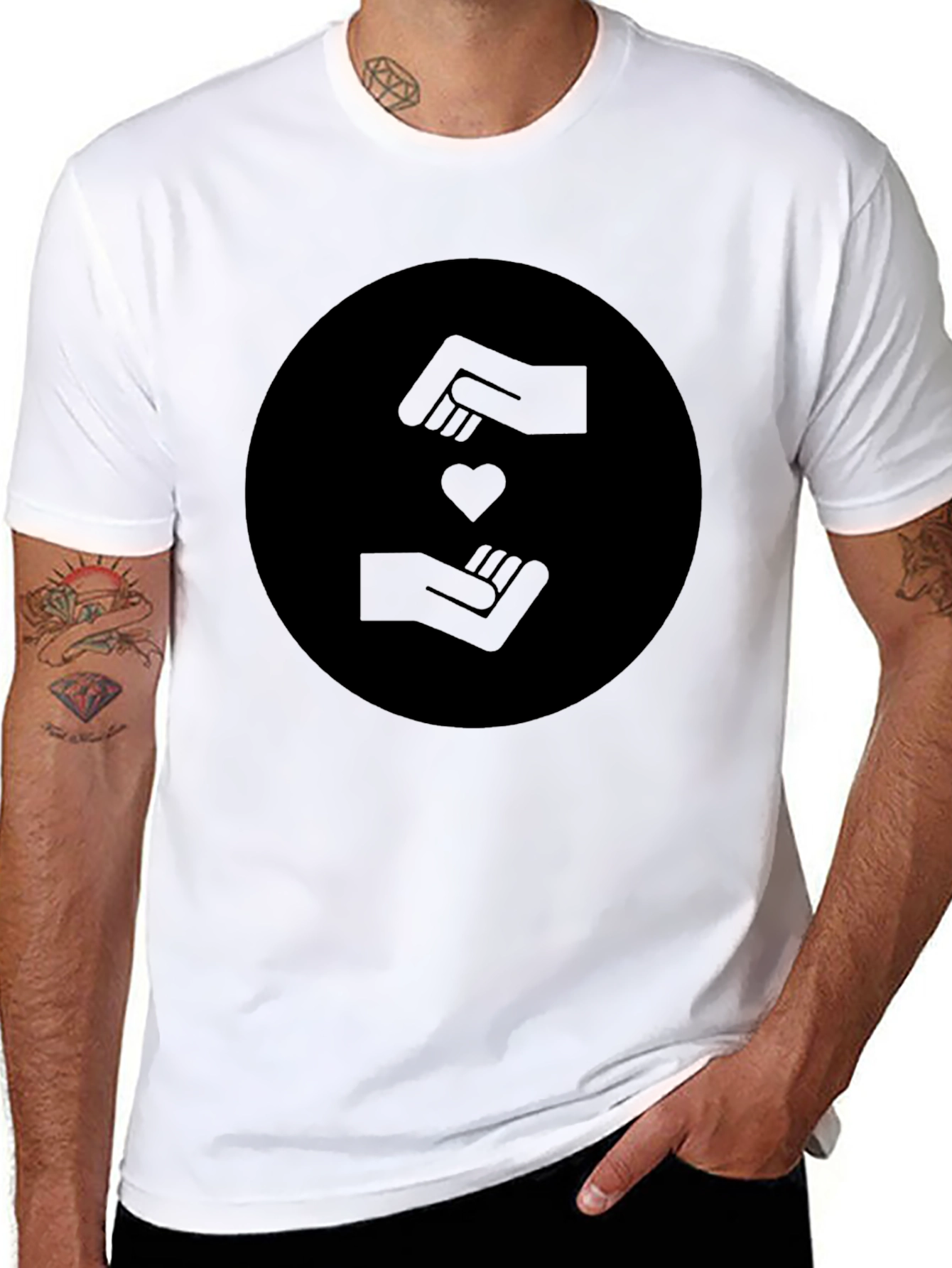Heart Hands Graphic Black T-Shirt