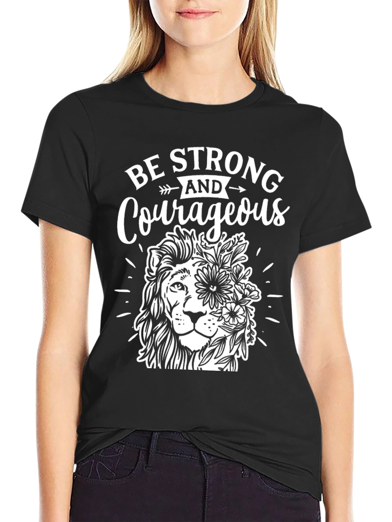 Be Strong & Courageous Lion Graphic T-Shirt