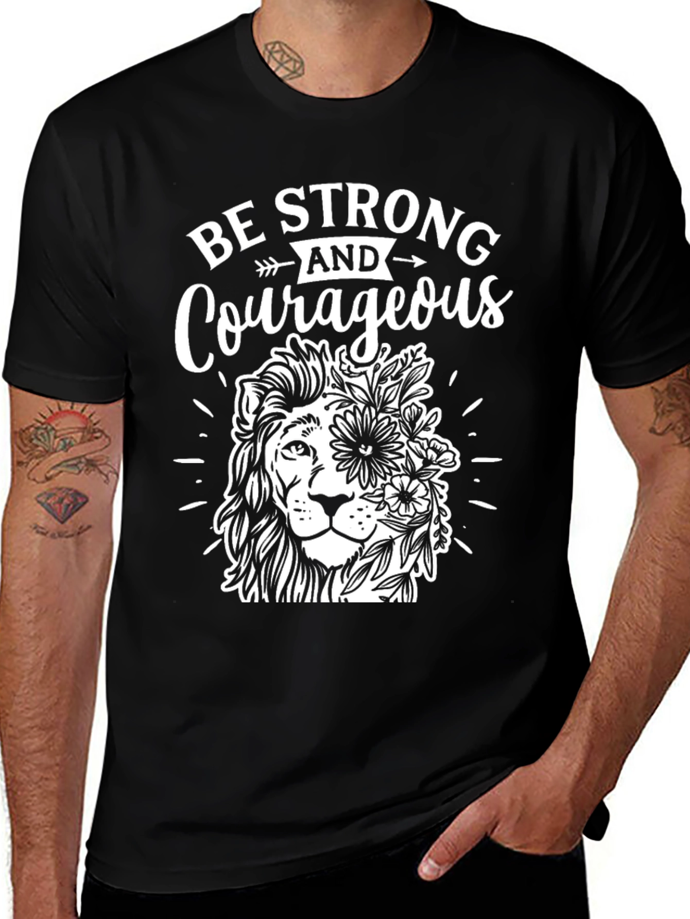 Be Strong & Courageous Lion Graphic T-Shirt
