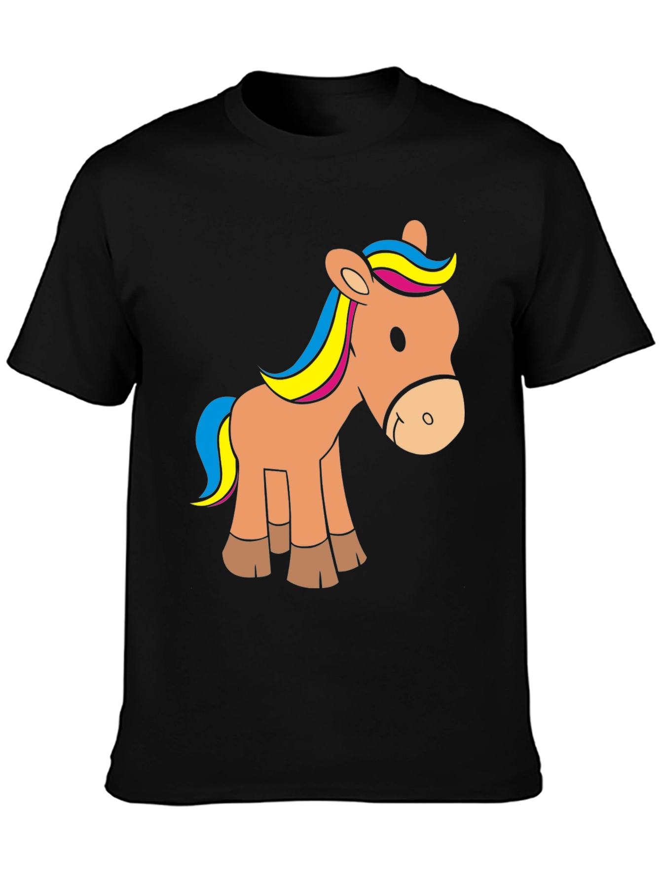 Cute Horse Graphic Tee - Black T-Shirt