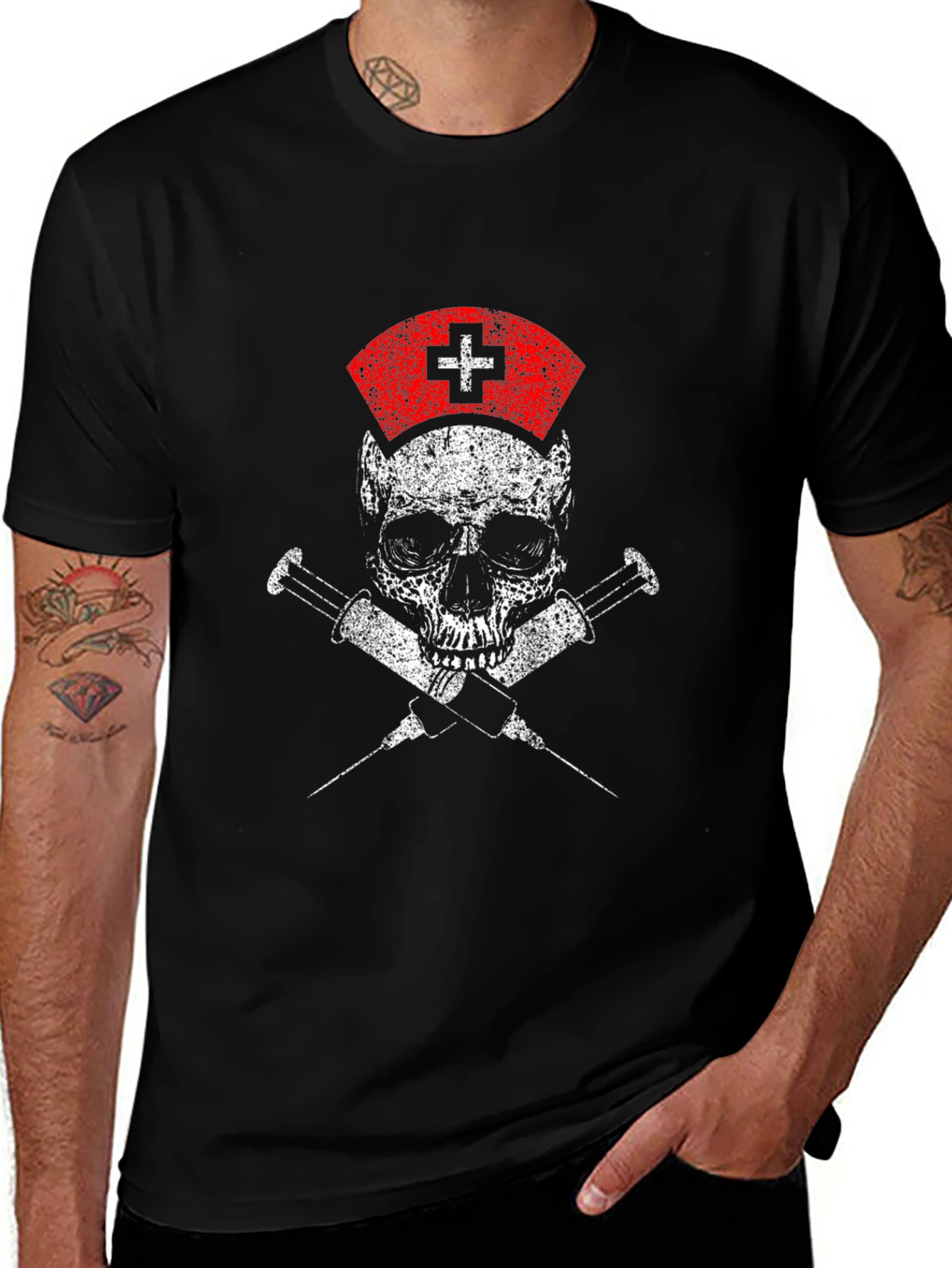 Skull Nurse Graphic T-Shirt
