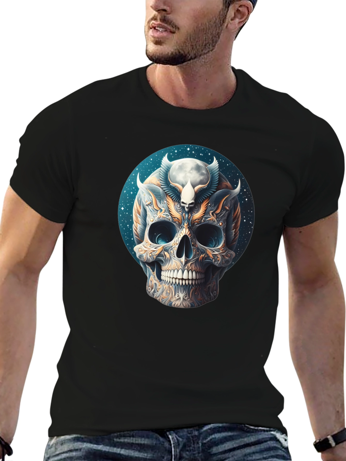 Skull Graphic Tee - Dark Mystical Design