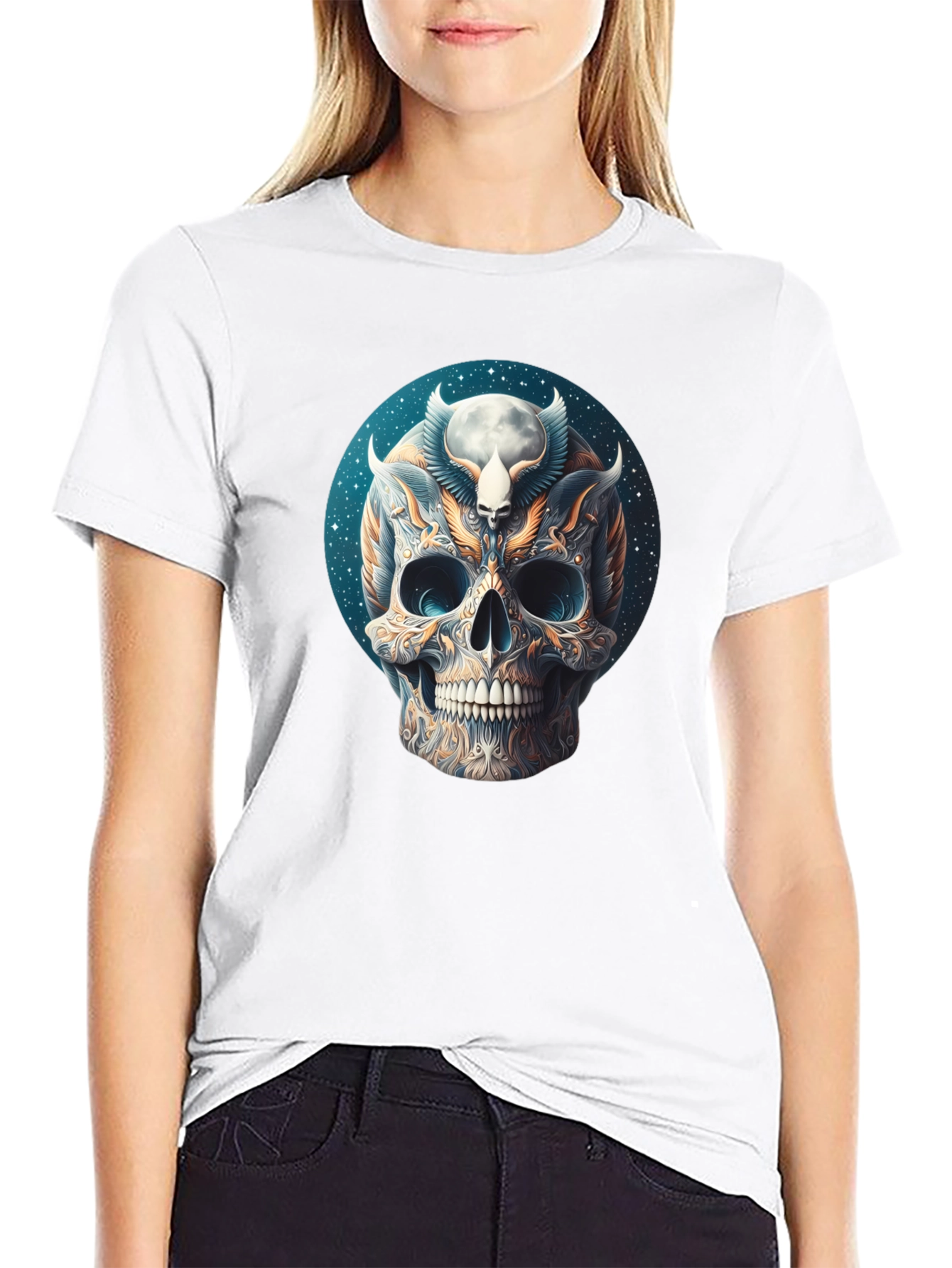 Skull Graphic Tee - Dark Mystical Design