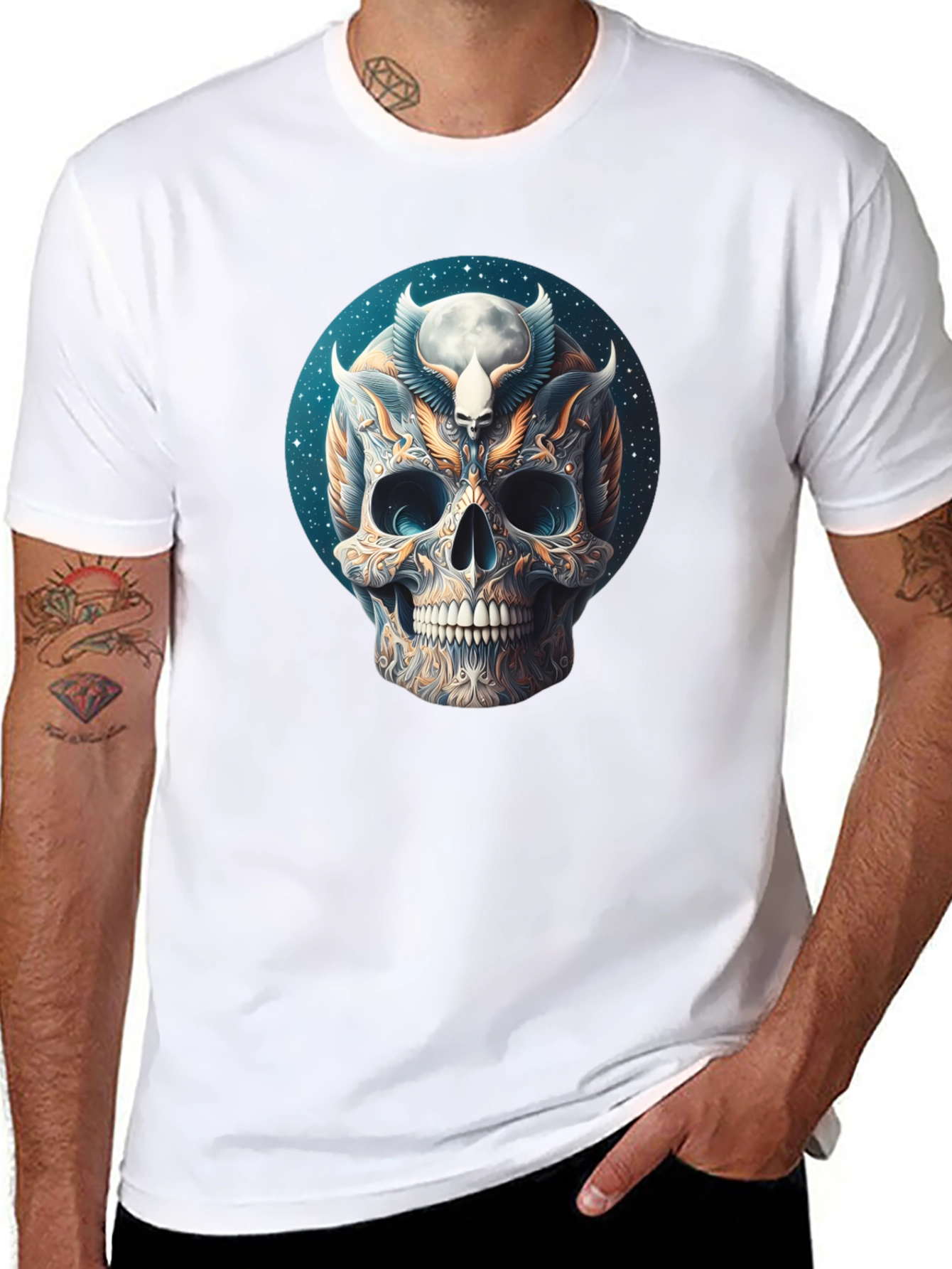 Skull Graphic Tee - Dark Mystical Design