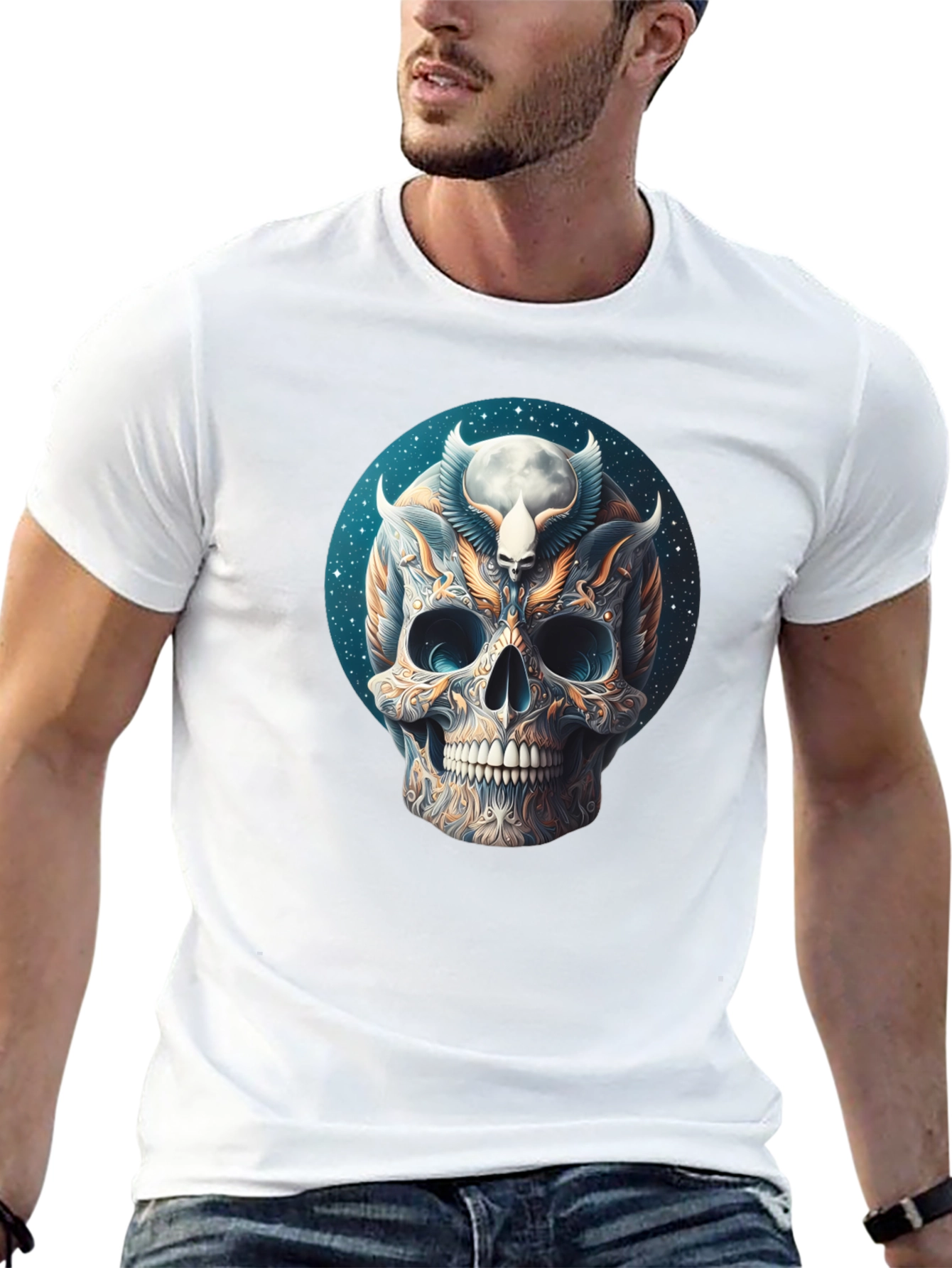 Skull Graphic Tee - Dark Mystical Design