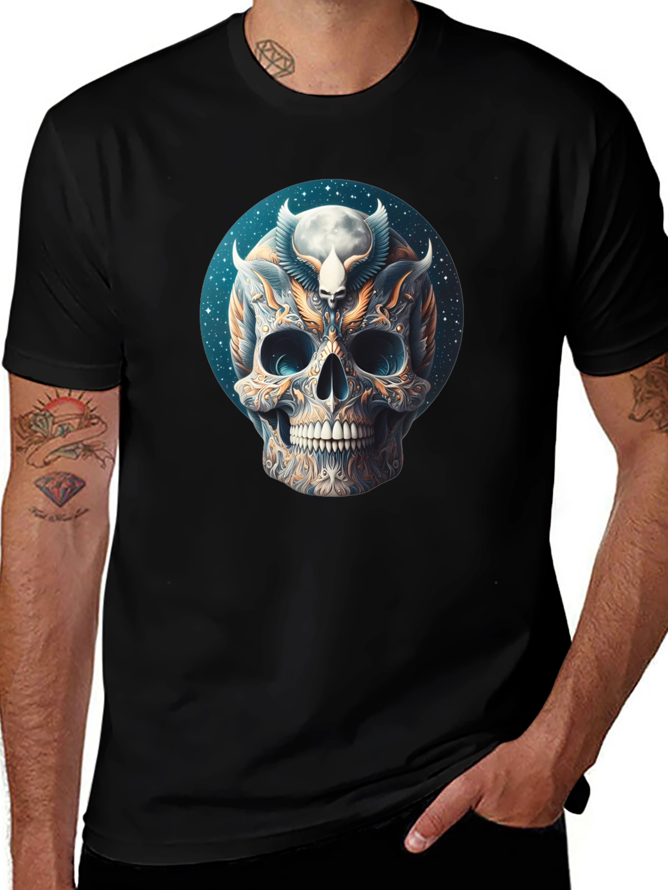 Skull Graphic Tee - Dark Mystical Design