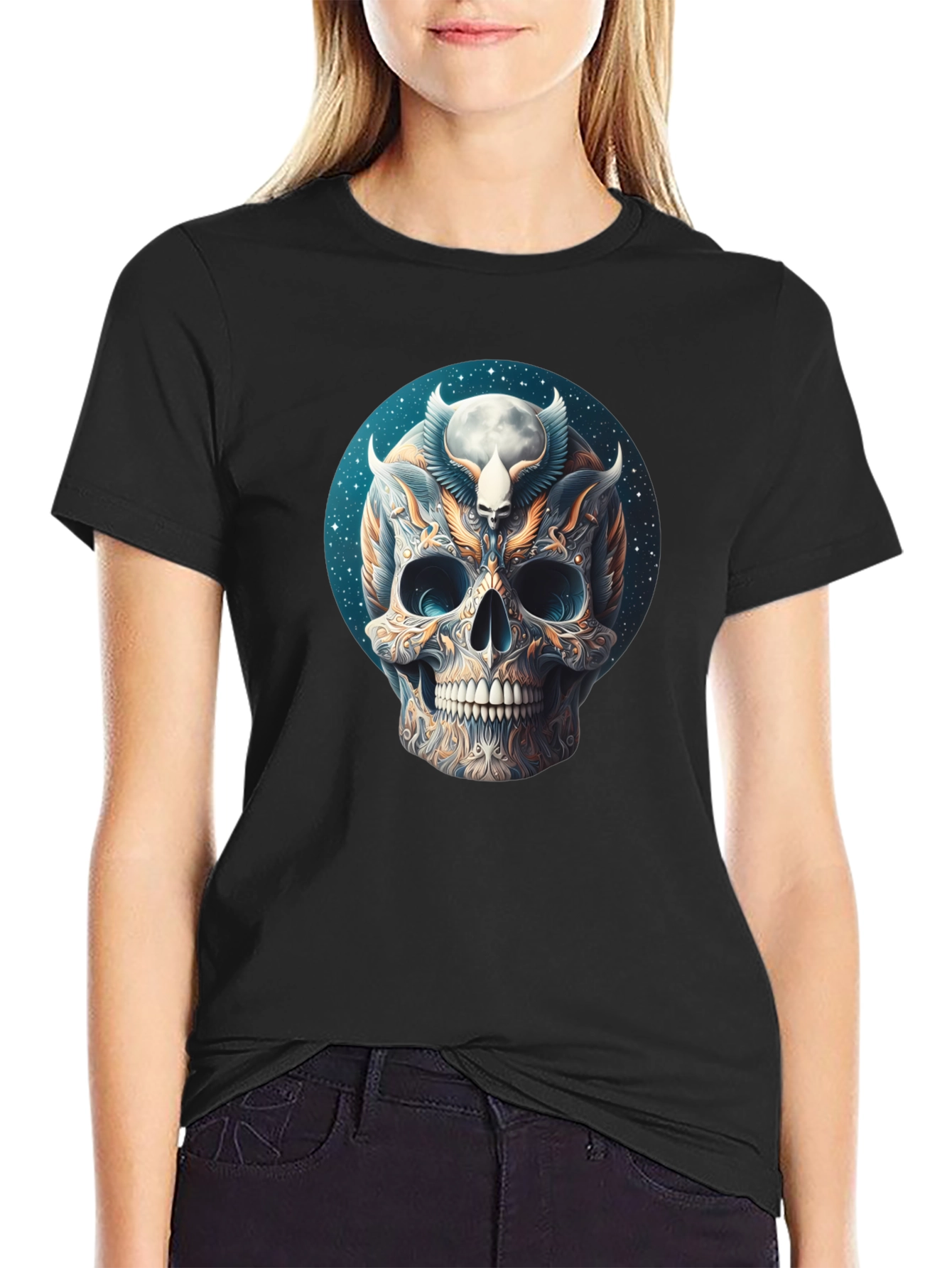 Skull Graphic Tee - Dark Mystical Design