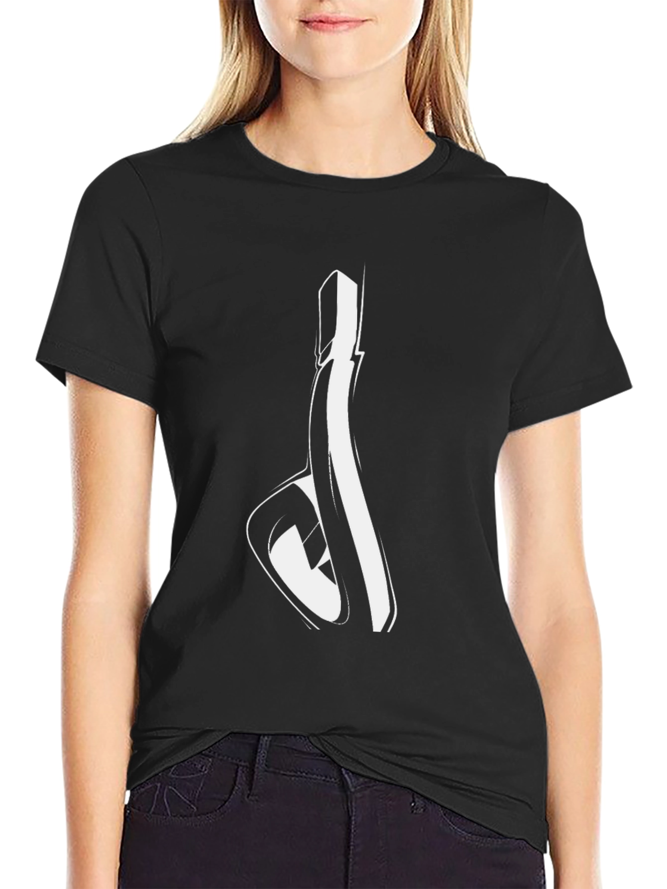 Abstract Line Art Graphic Black T-Shirt
