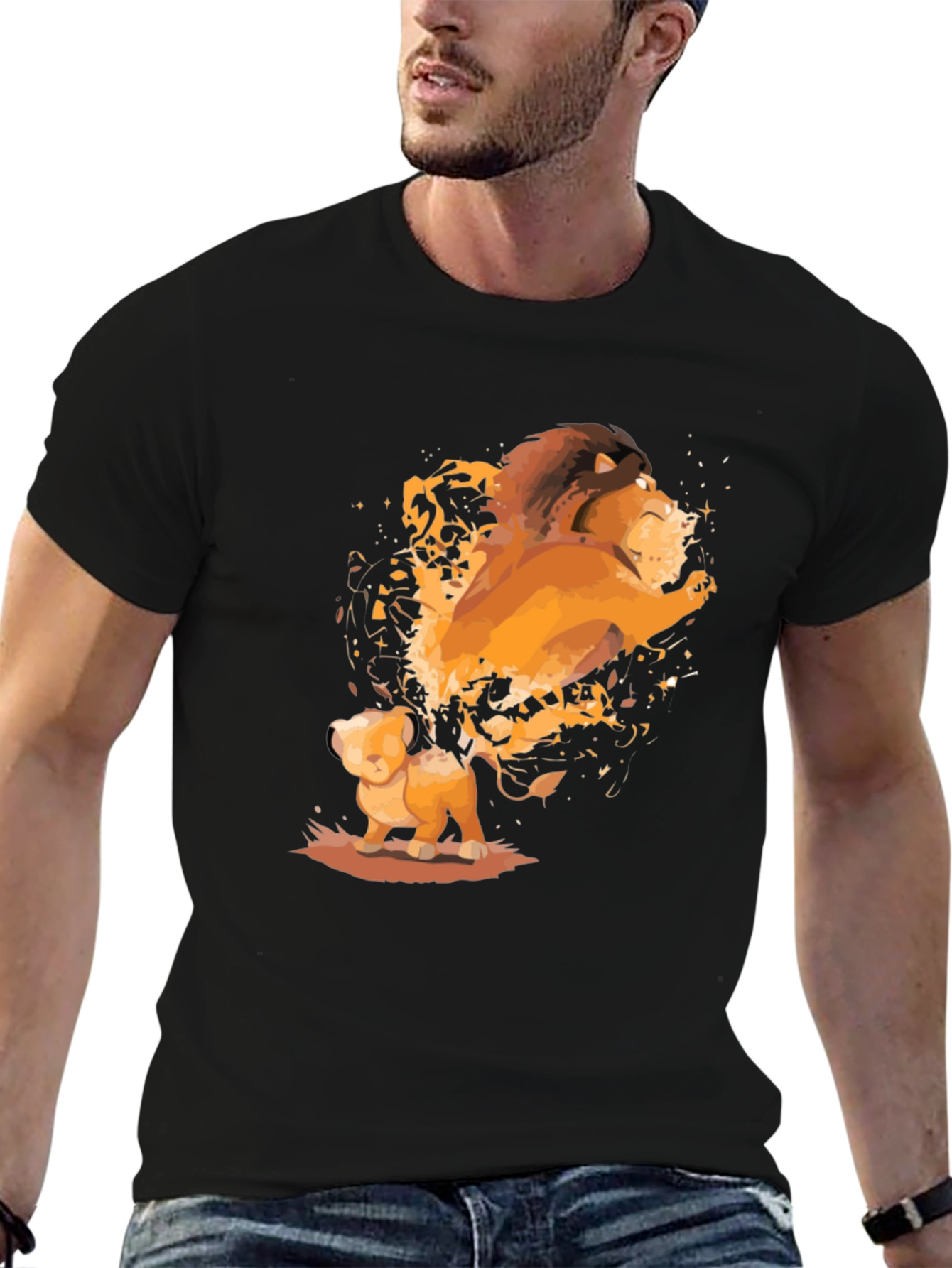 Lion King Simba and Mufasa Black T-Shirt