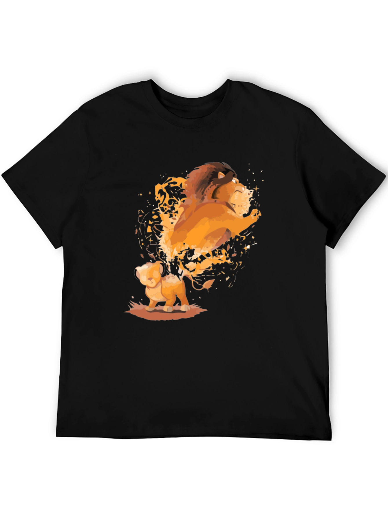 Lion King Simba and Mufasa Black T-Shirt