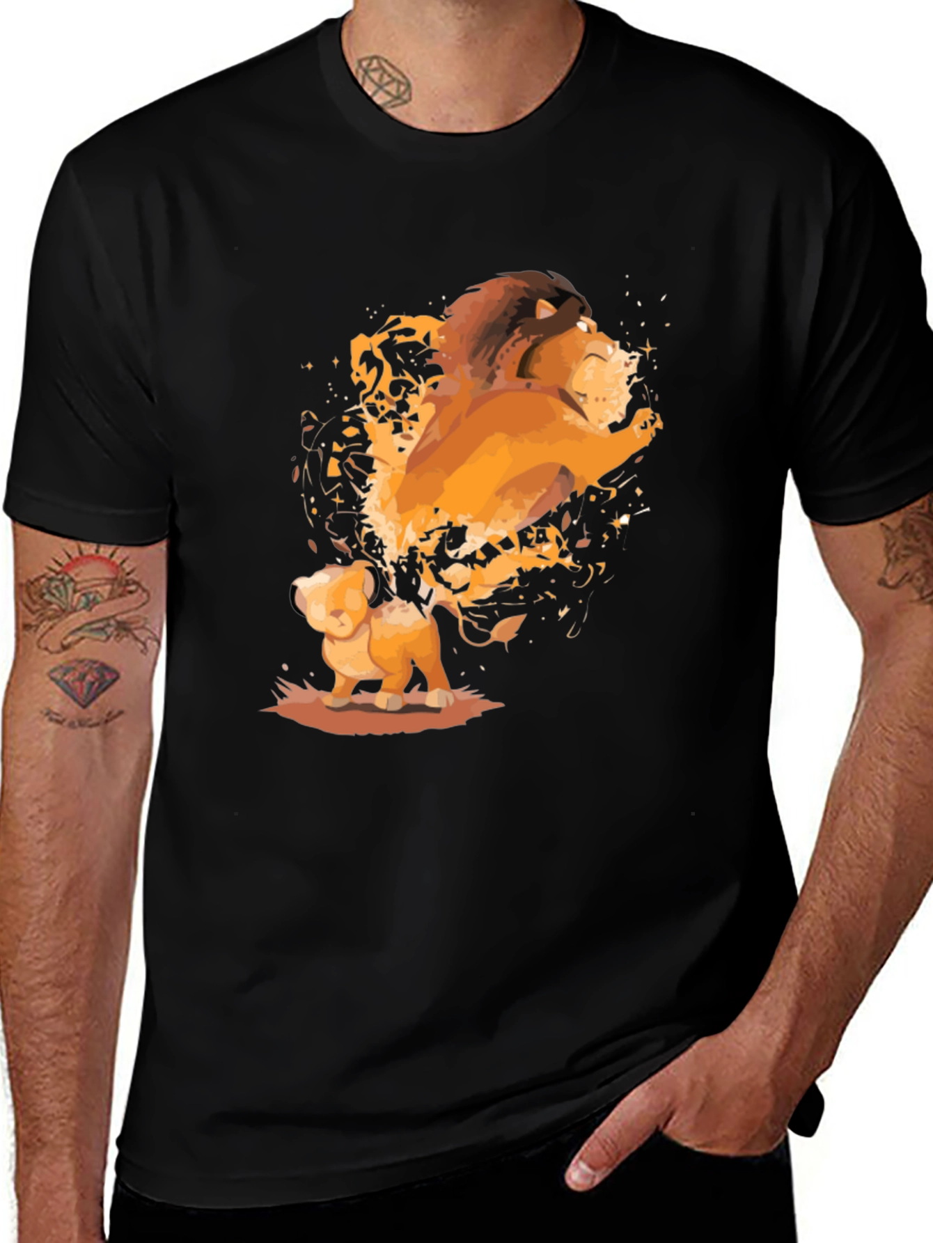 Lion King Simba and Mufasa Black T-Shirt