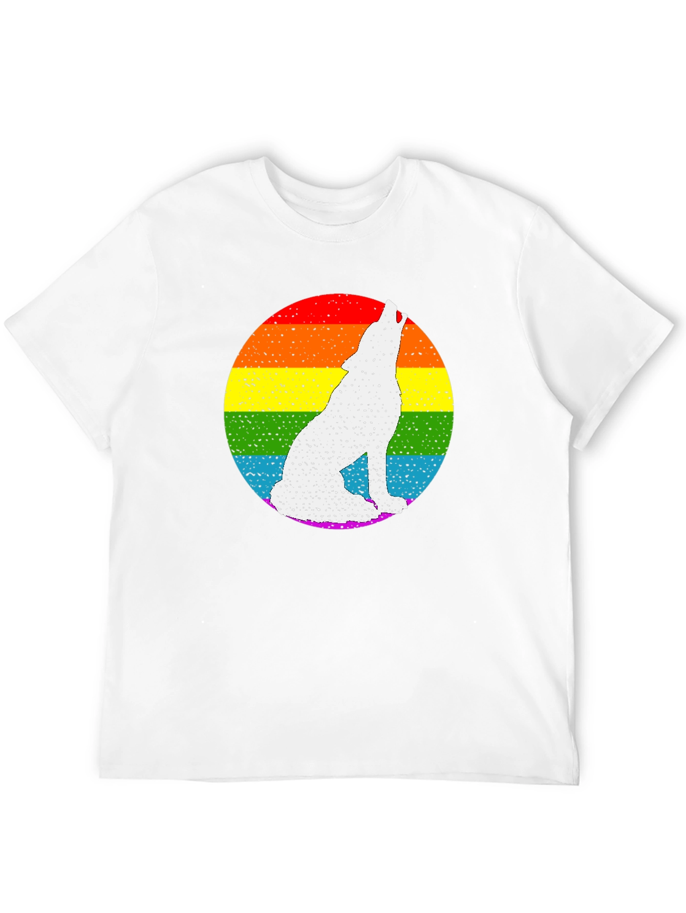 Rainbow Wolf Graphic Tee - Black Cotton Blend