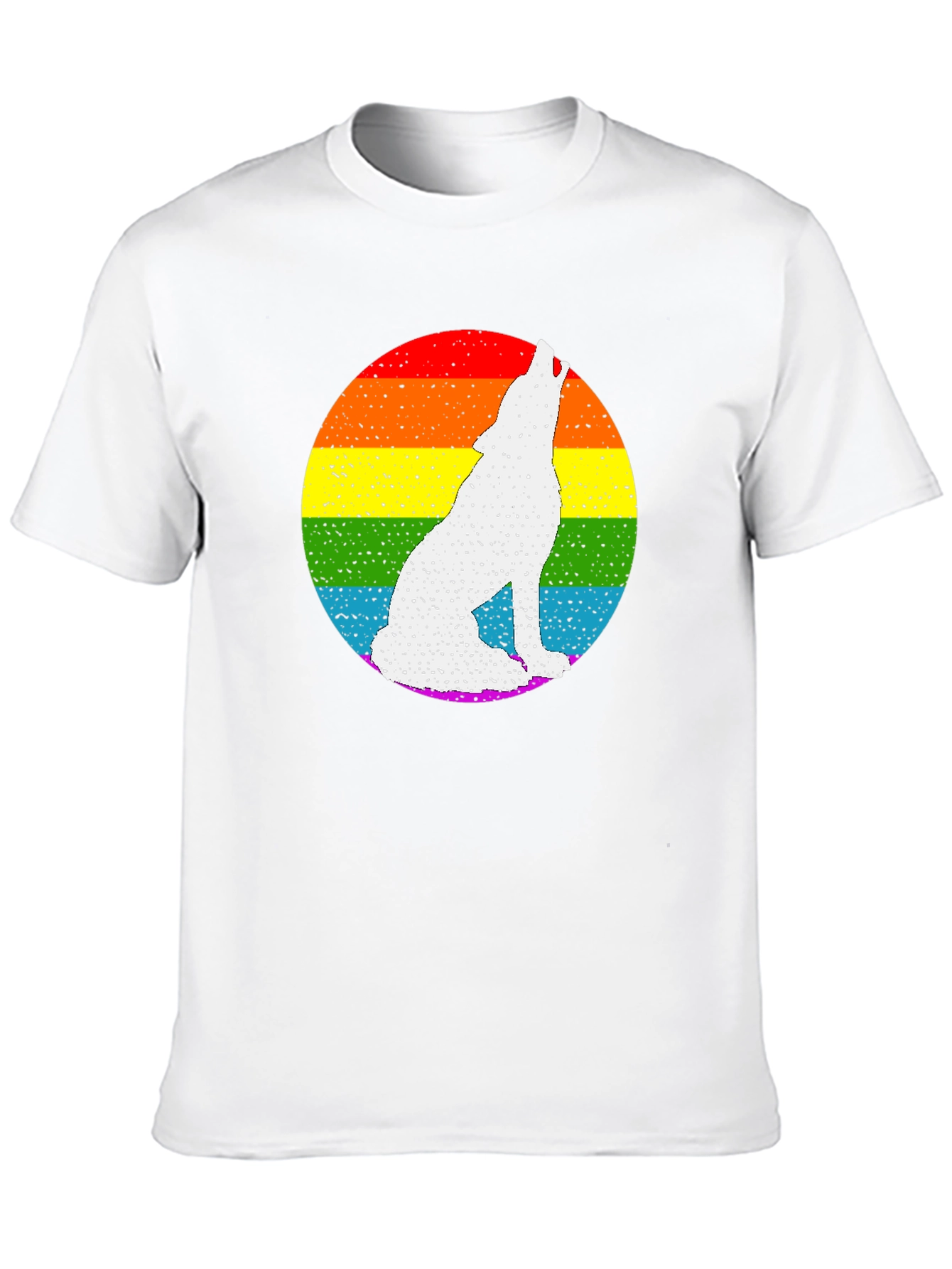 Rainbow Wolf Graphic Tee - Black Cotton Blend