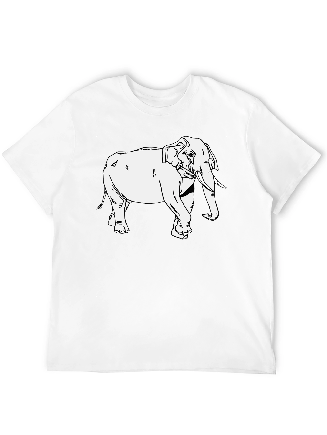 Elephant Graphic Print T-Shirt - Casual Black Tee