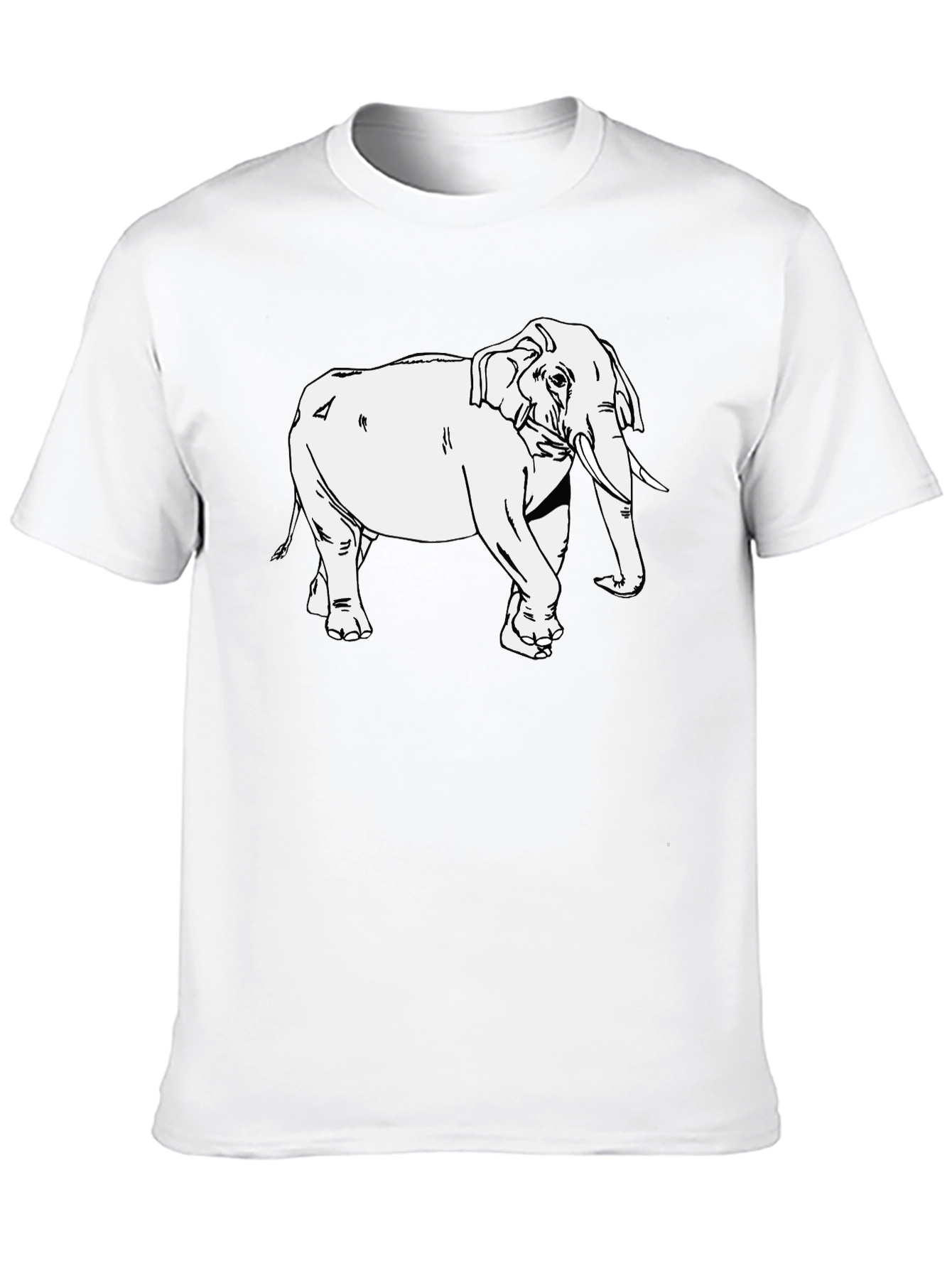 Elephant Graphic Print T-Shirt - Casual Black Tee