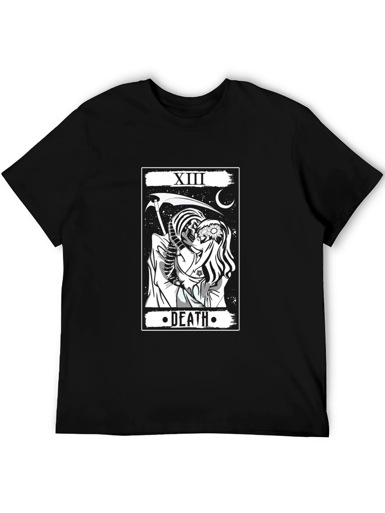 XIII Death Tarot Card Graphic Print Black T-Shirt