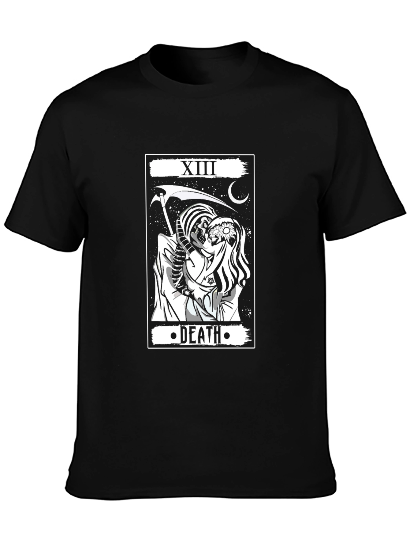 XIII Death Tarot Card Graphic Print Black T-Shirt