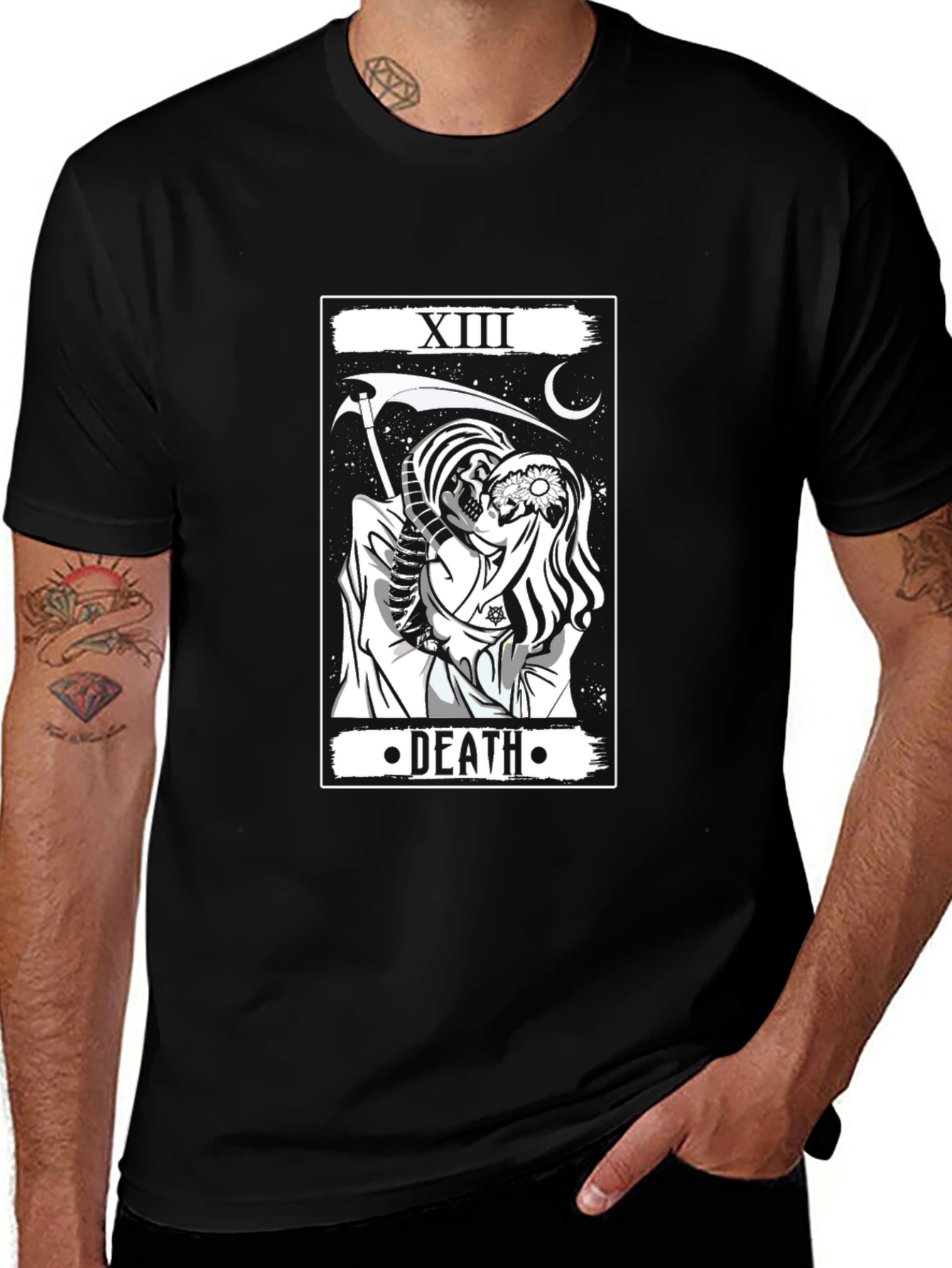 XIII Death Tarot Card Graphic Print Black T-Shirt