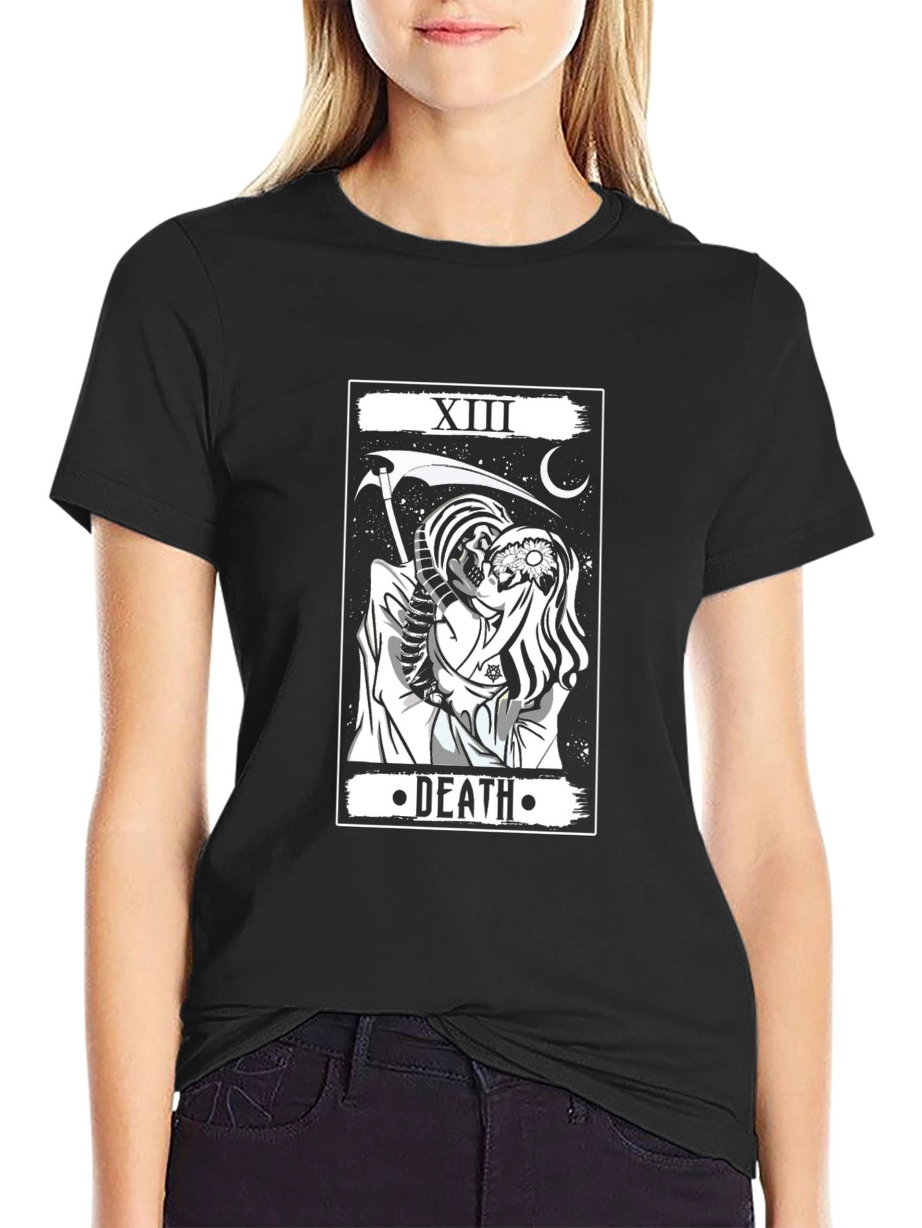 XIII Death Tarot Card Graphic Print Black T-Shirt