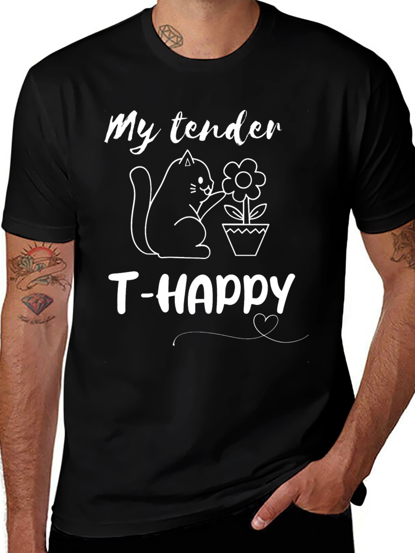 My Tender T-Happy Cat Lovers Black T-Shirt
