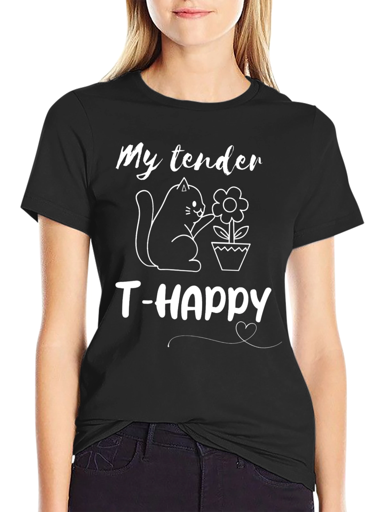 My Tender T-Happy Cat Lovers Black T-Shirt