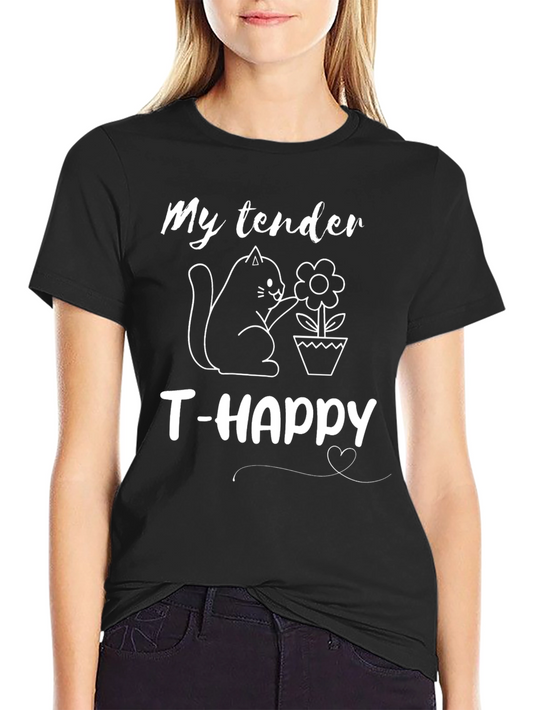 My Tender T-Happy Cat Lovers Black T-Shirt