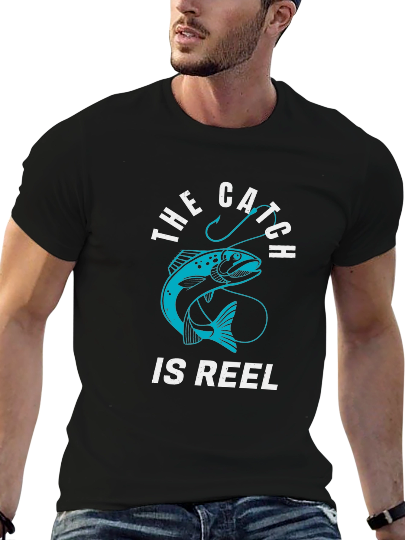 Fishing T-Shirt: The Catch Is Reel - Black