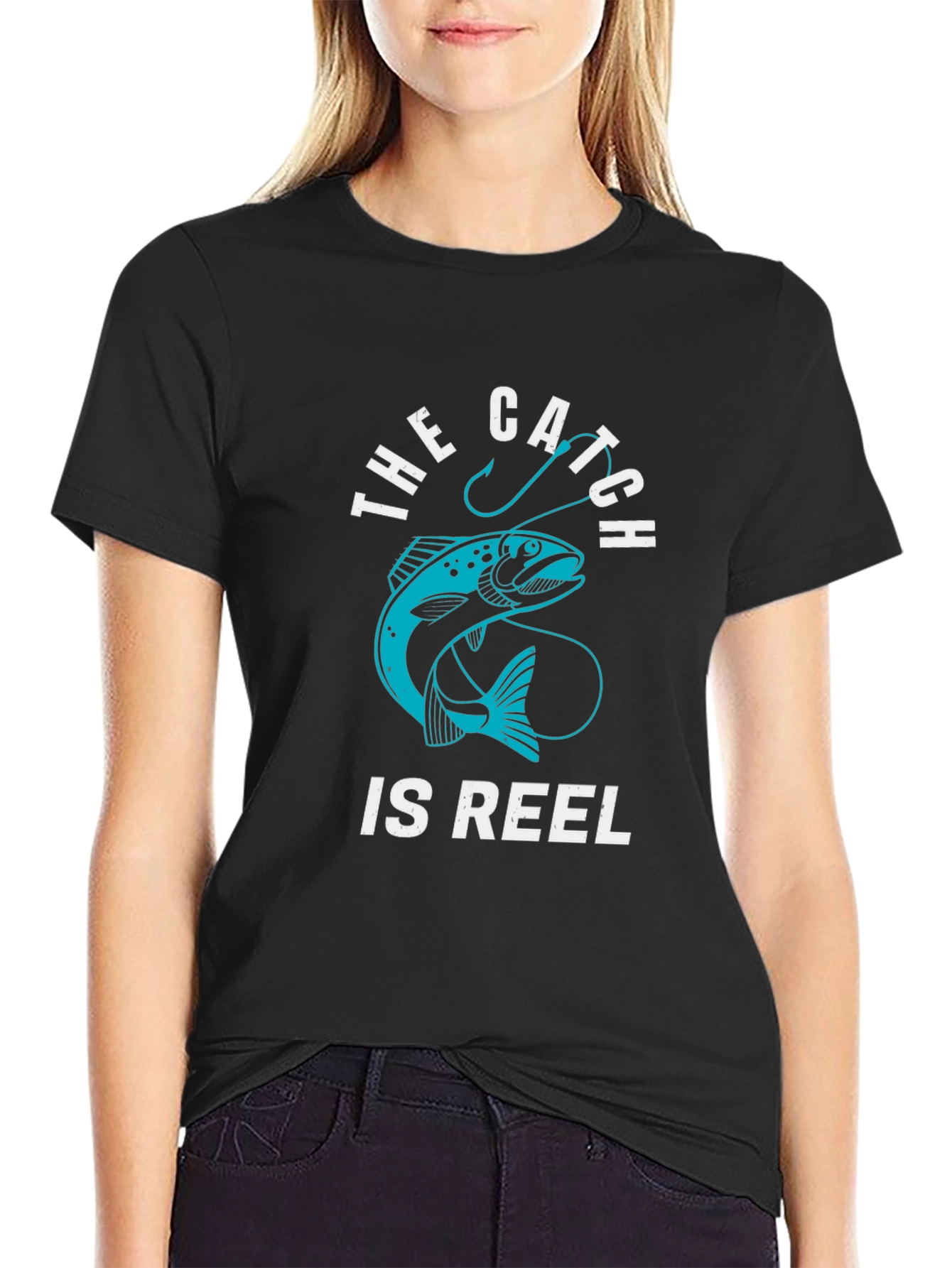 Fishing T-Shirt: The Catch Is Reel - Black